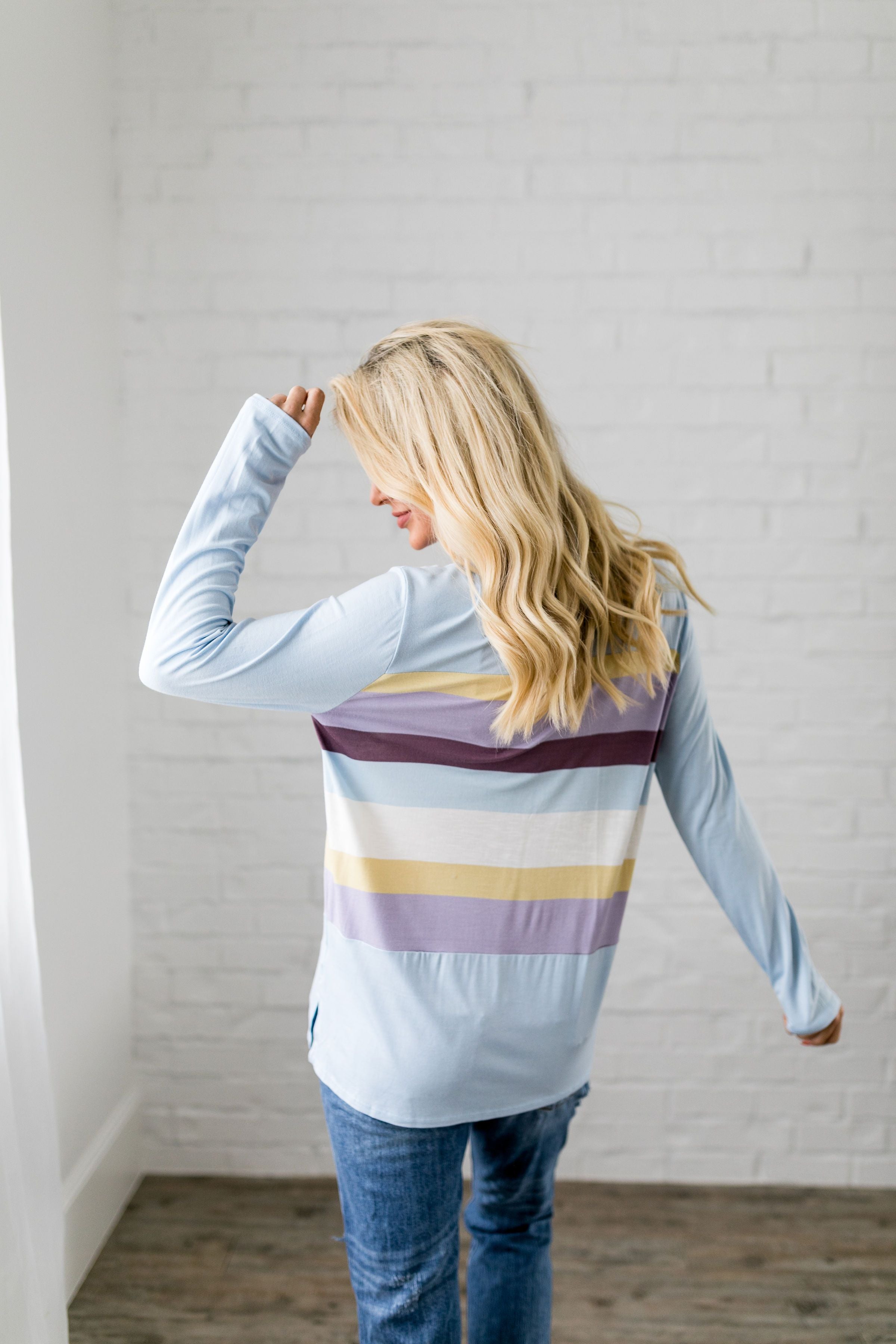 Easter Striped Top In Baby Blue