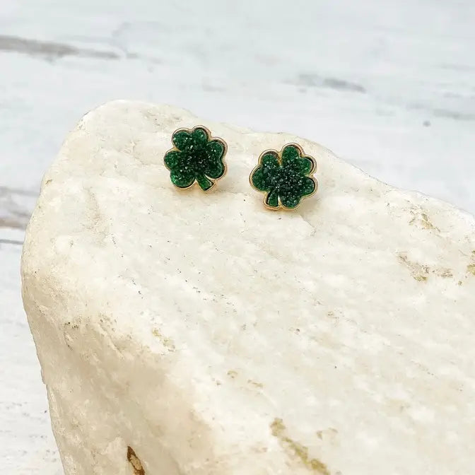 Druzy Clover Stud Earrings