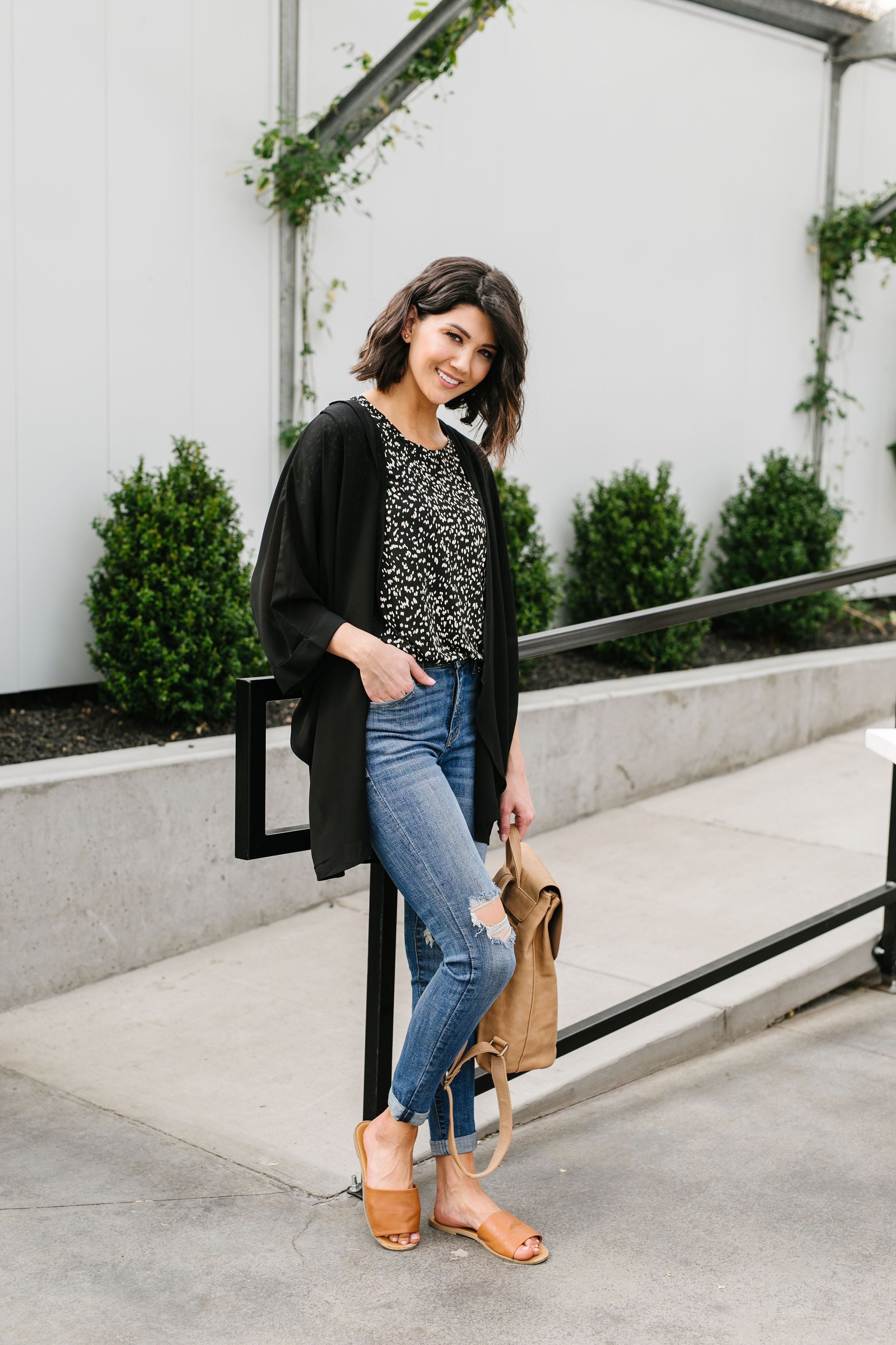 Elegant Chiffon Kimono Cardigan In Black