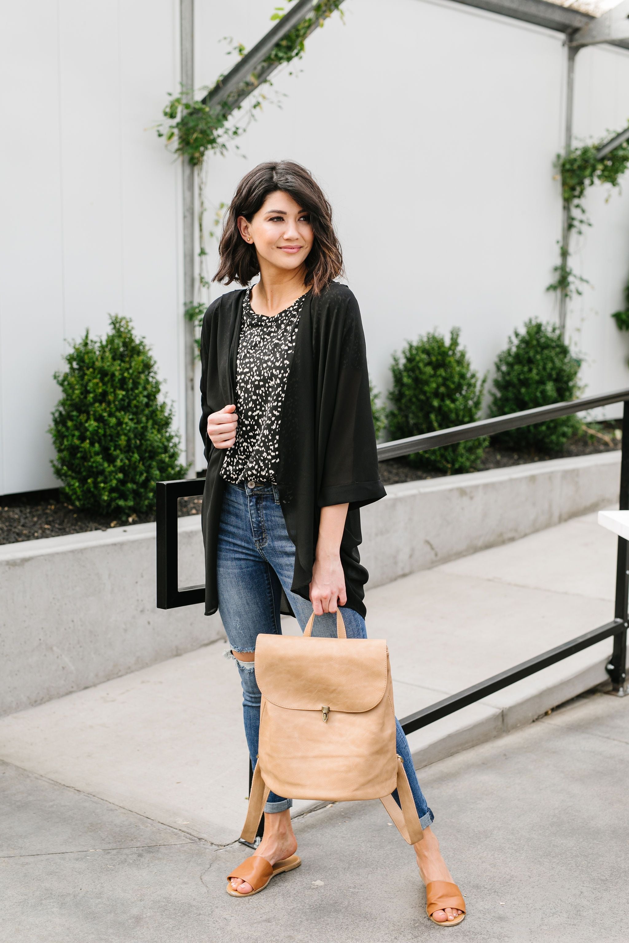 Elegant Chiffon Kimono Cardigan In Black