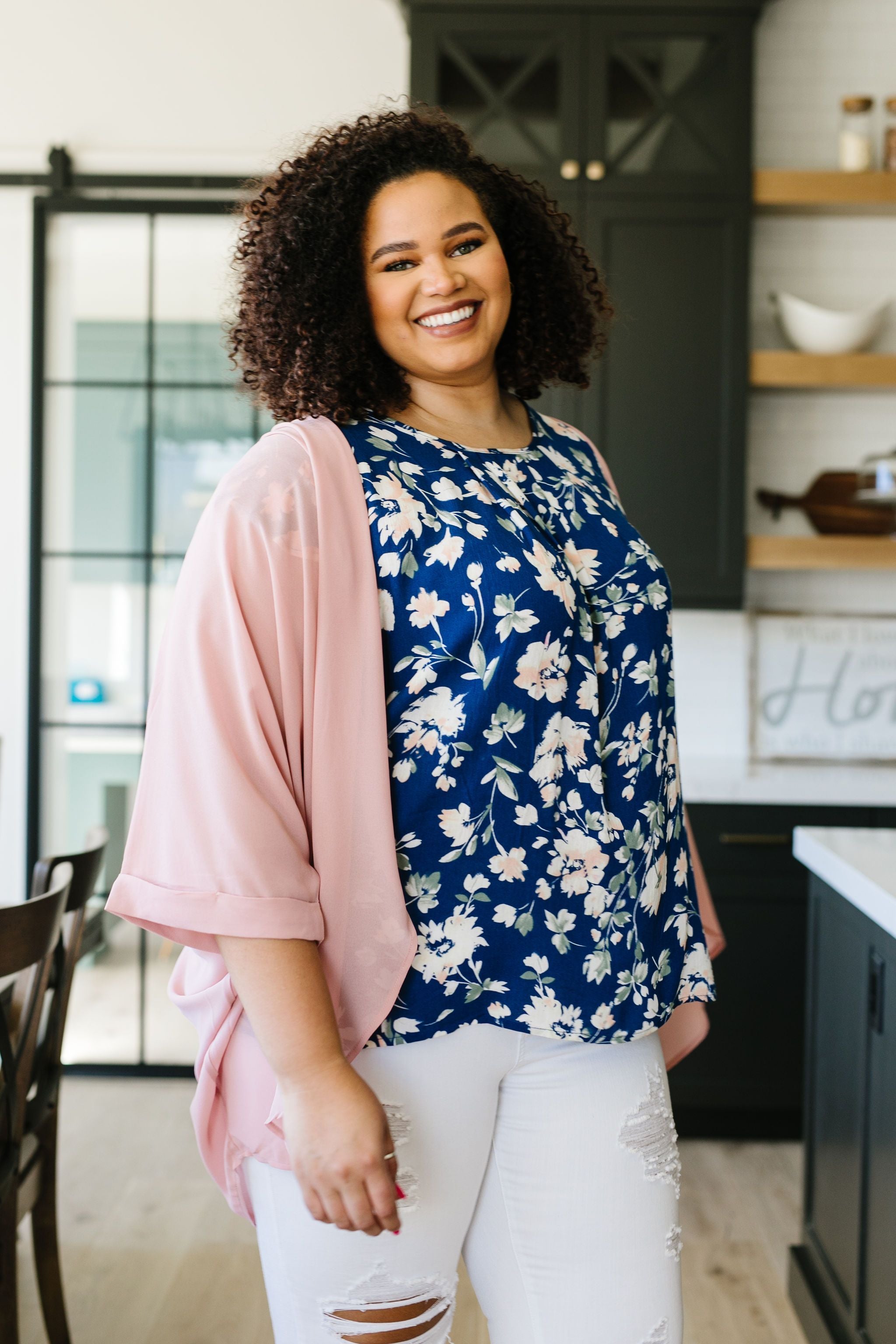 Elegant Chiffon Kimono Cardigan In Rose