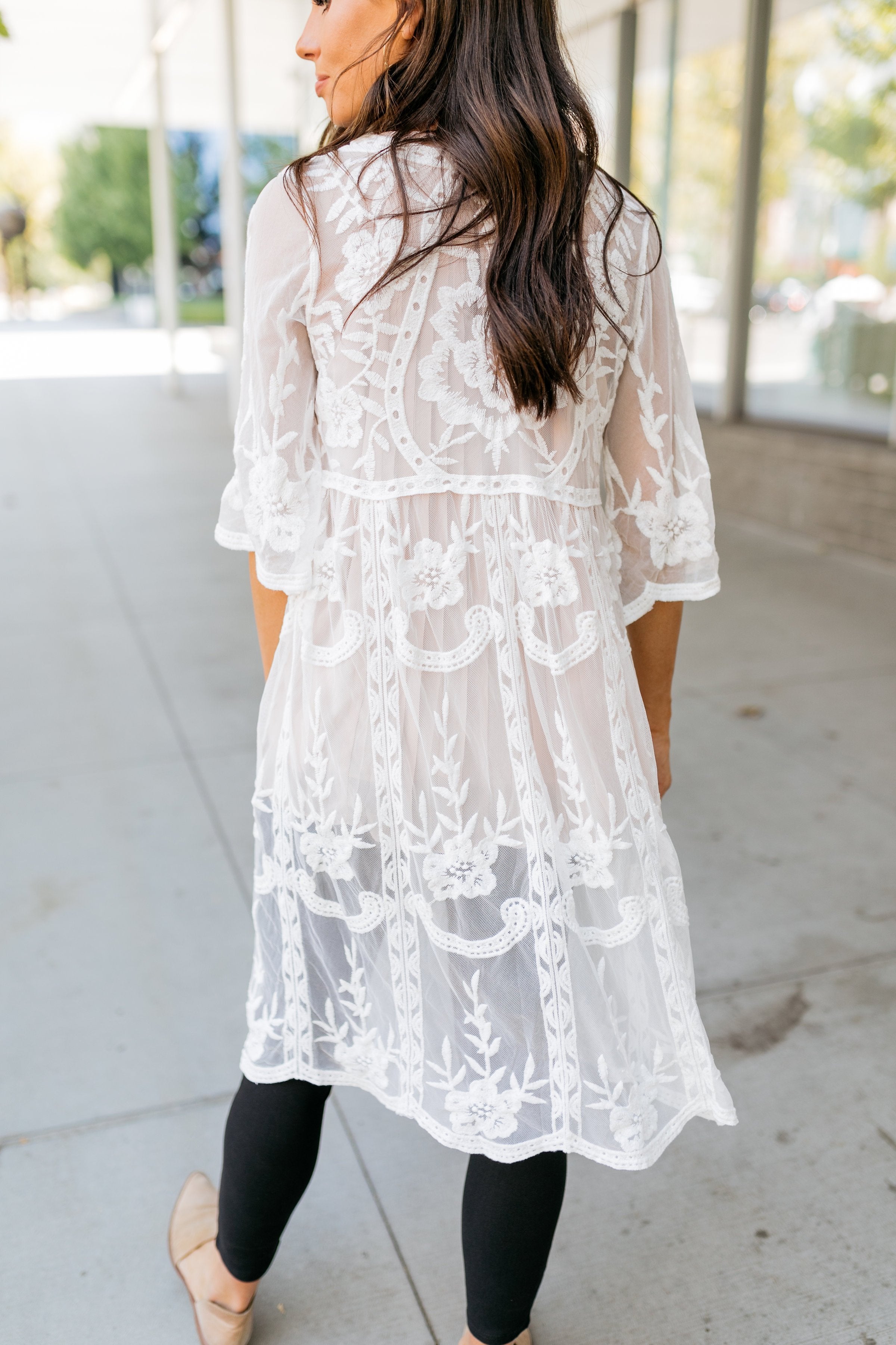 Endless Summer Scalloped Kimono In Ivory - ALL SALES FINAL