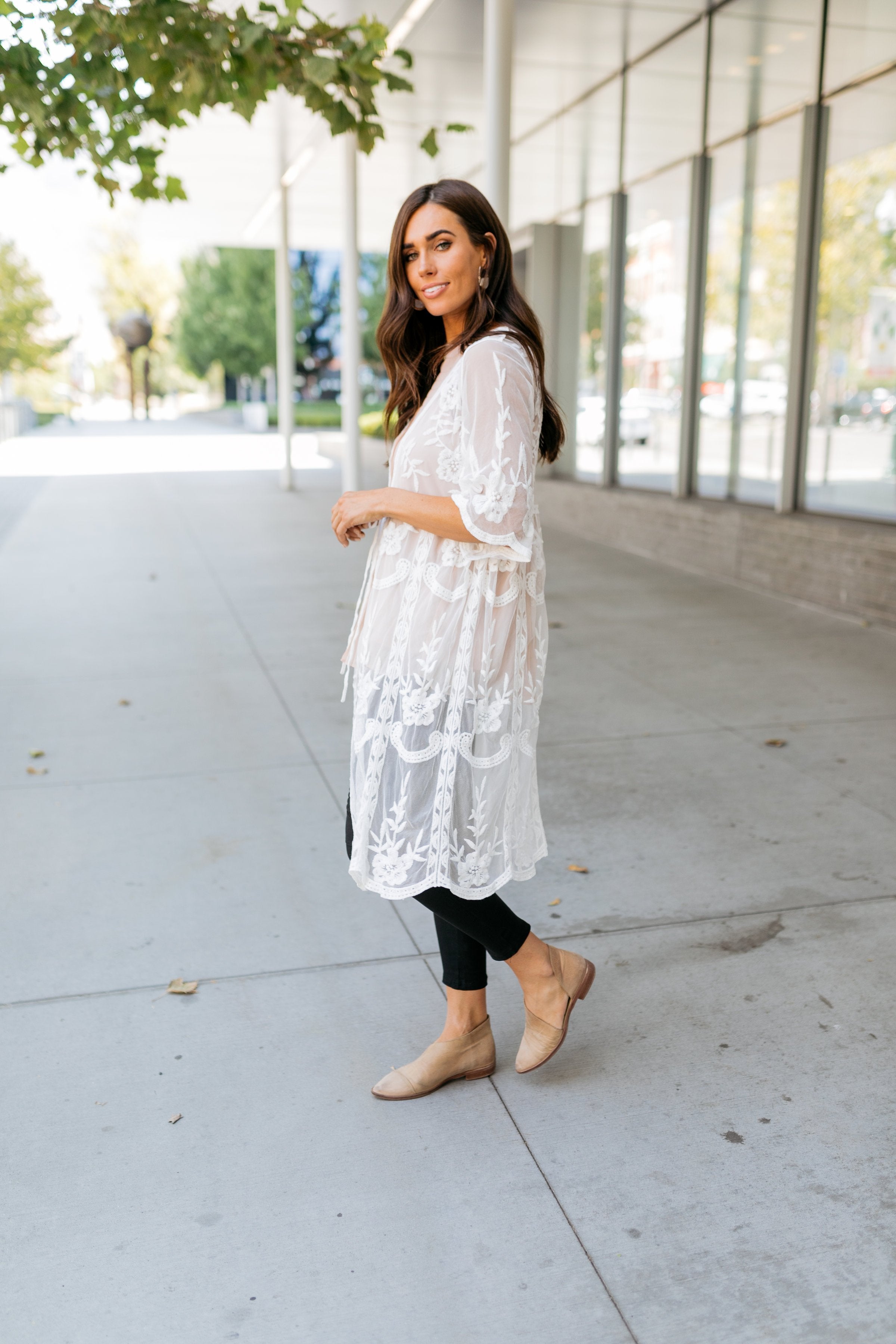 Endless Summer Scalloped Kimono In Ivory - ALL SALES FINAL