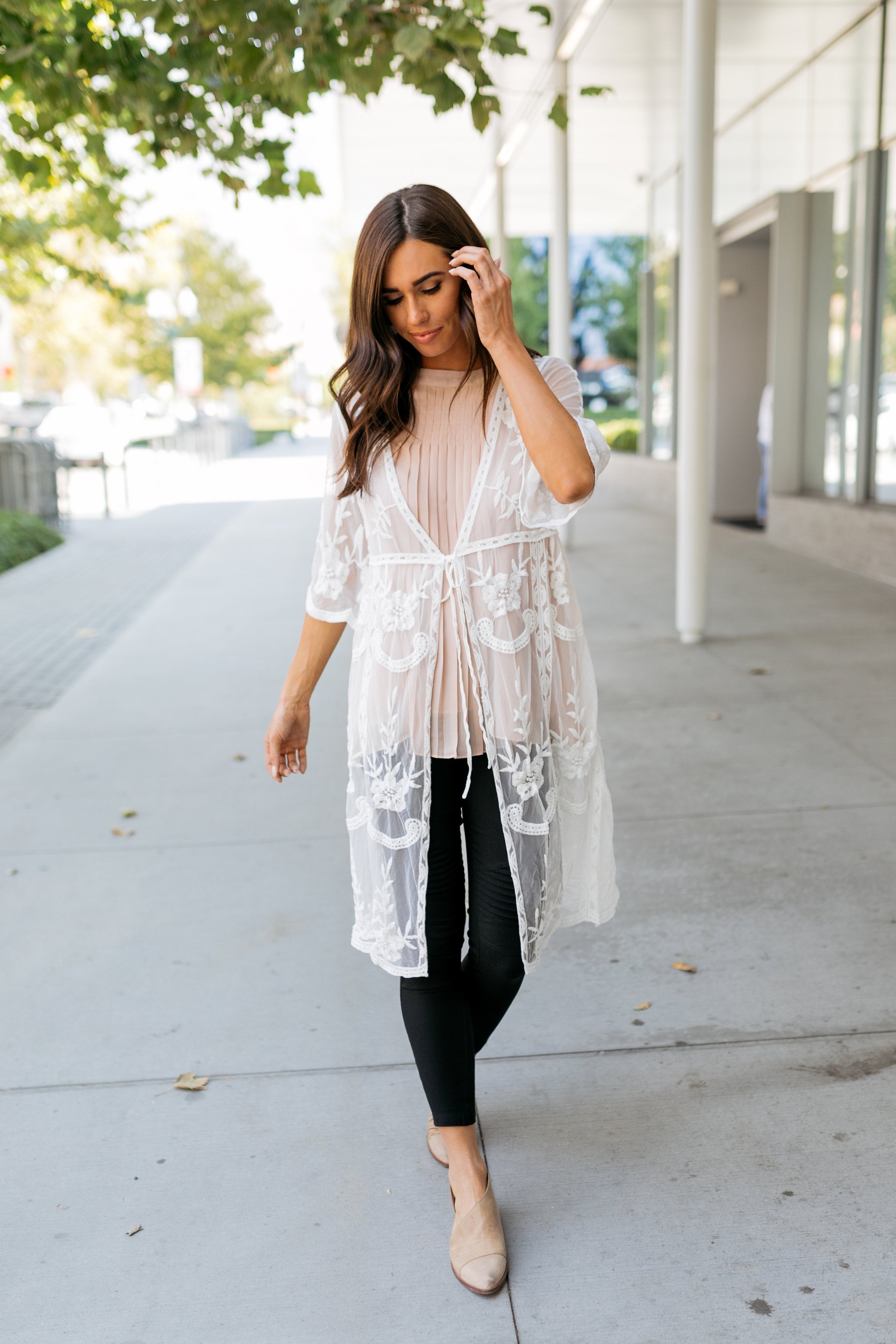 Endless Summer Scalloped Kimono In Ivory - ALL SALES FINAL