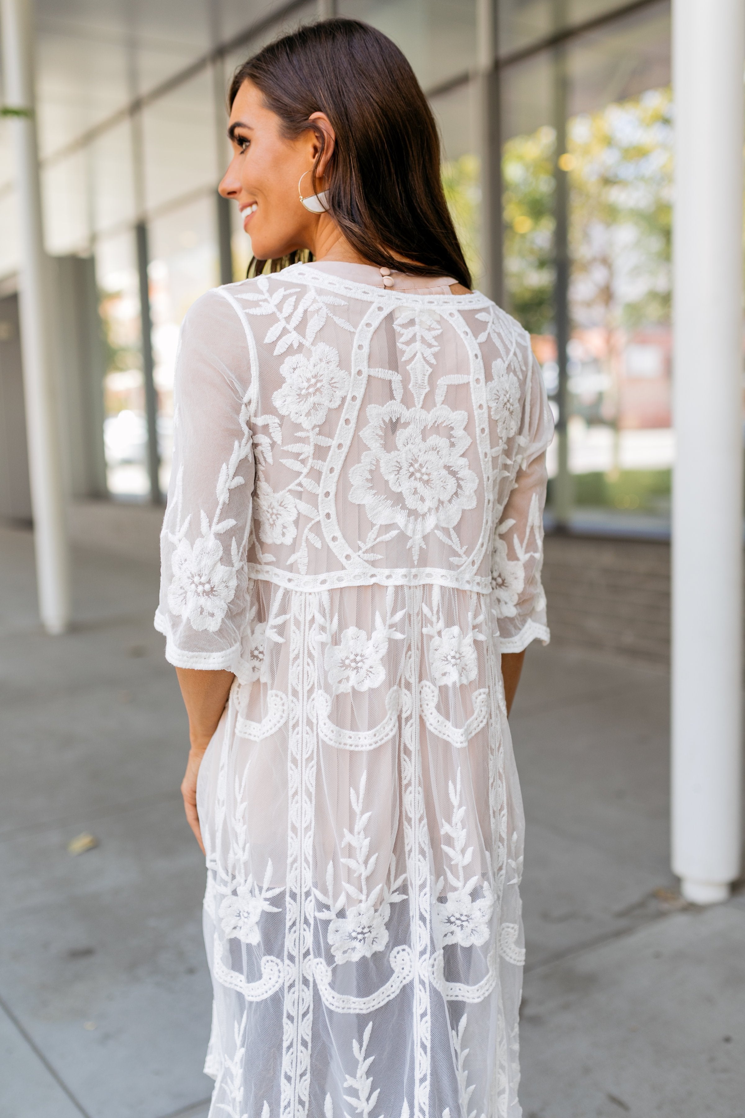 Endless Summer Scalloped Kimono In Ivory - ALL SALES FINAL