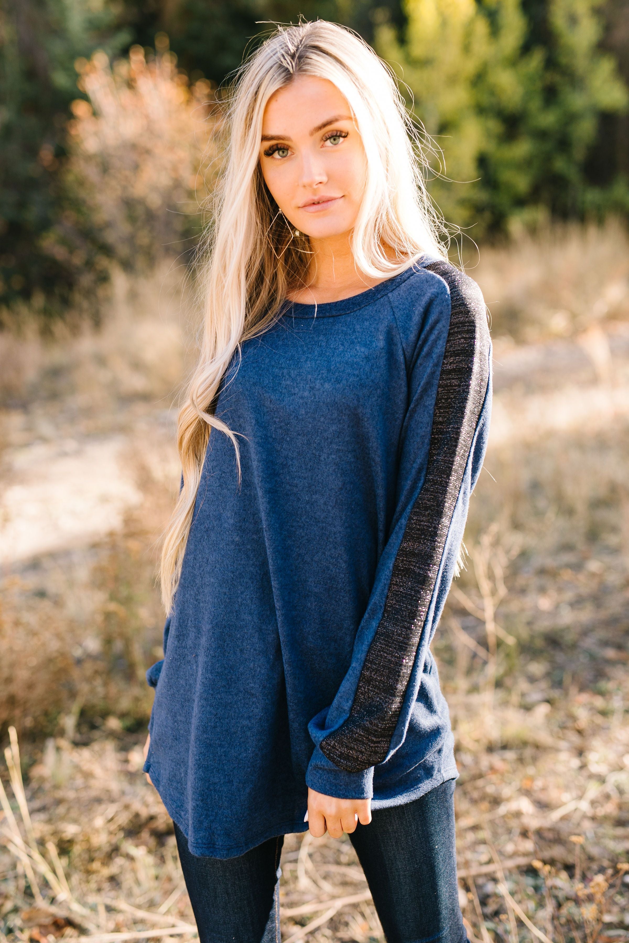 Every Girl Deserves A Little Sparkle Top In Navy