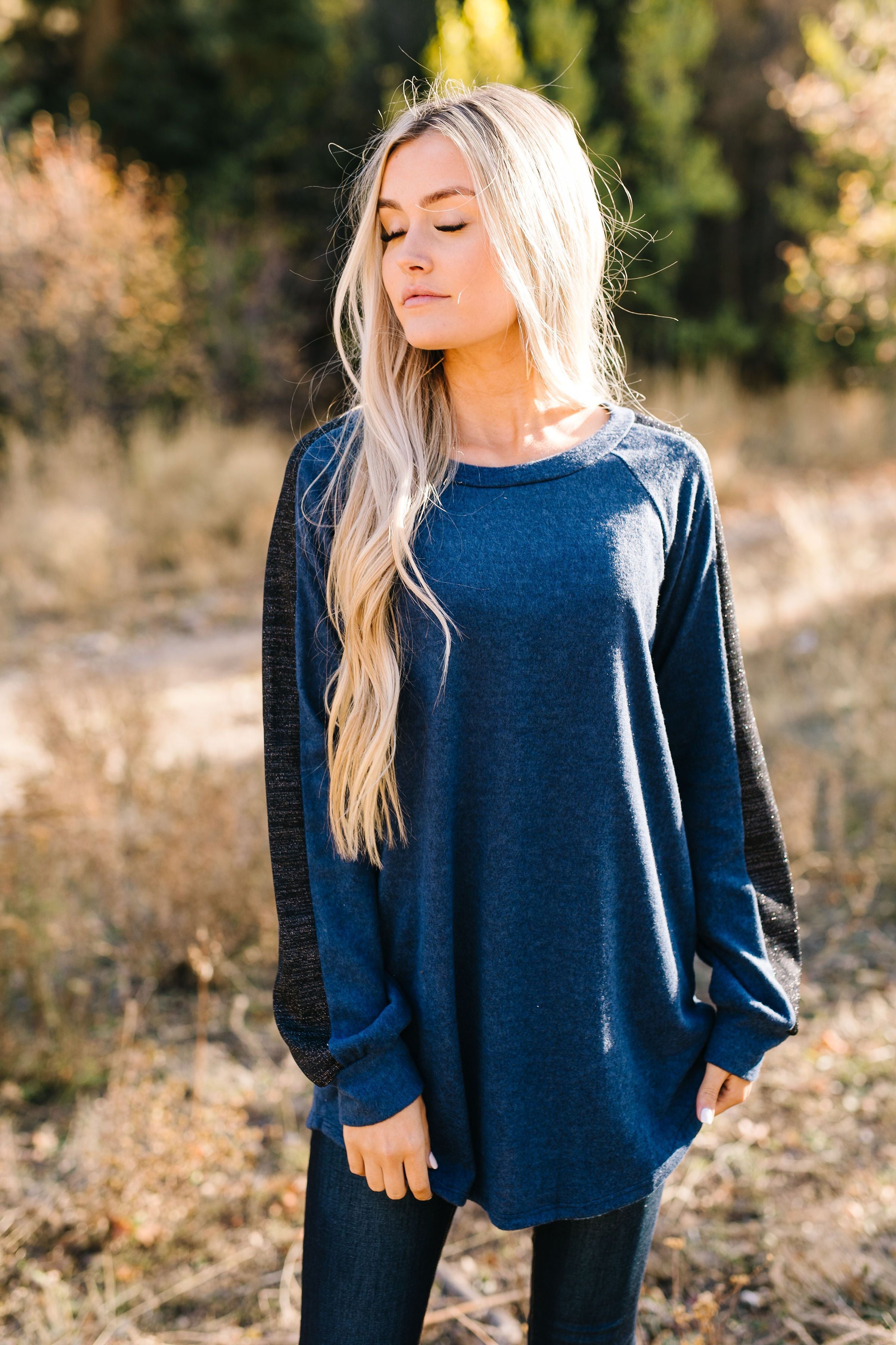 Every Girl Deserves A Little Sparkle Top In Navy