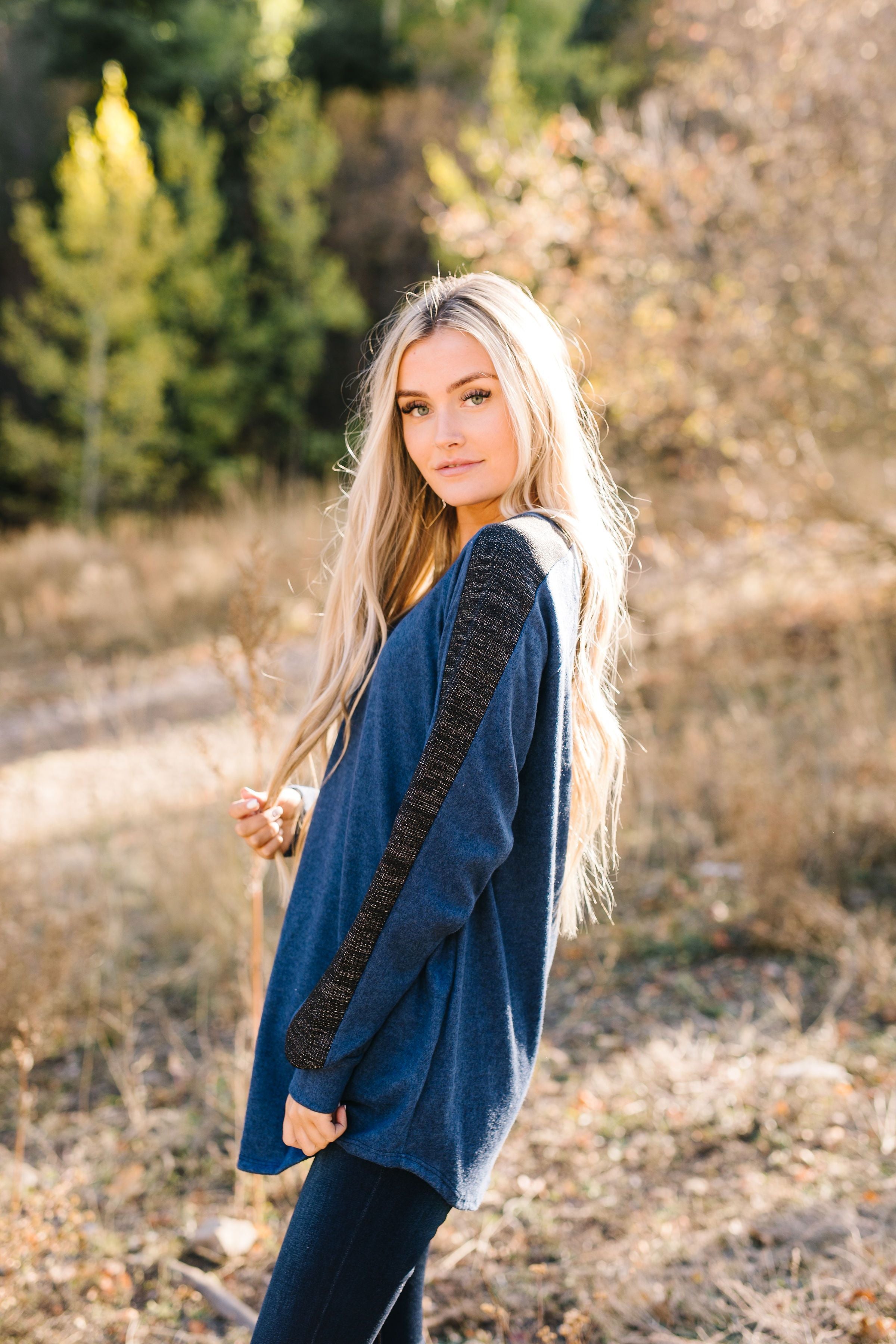 Every Girl Deserves A Little Sparkle Top In Navy