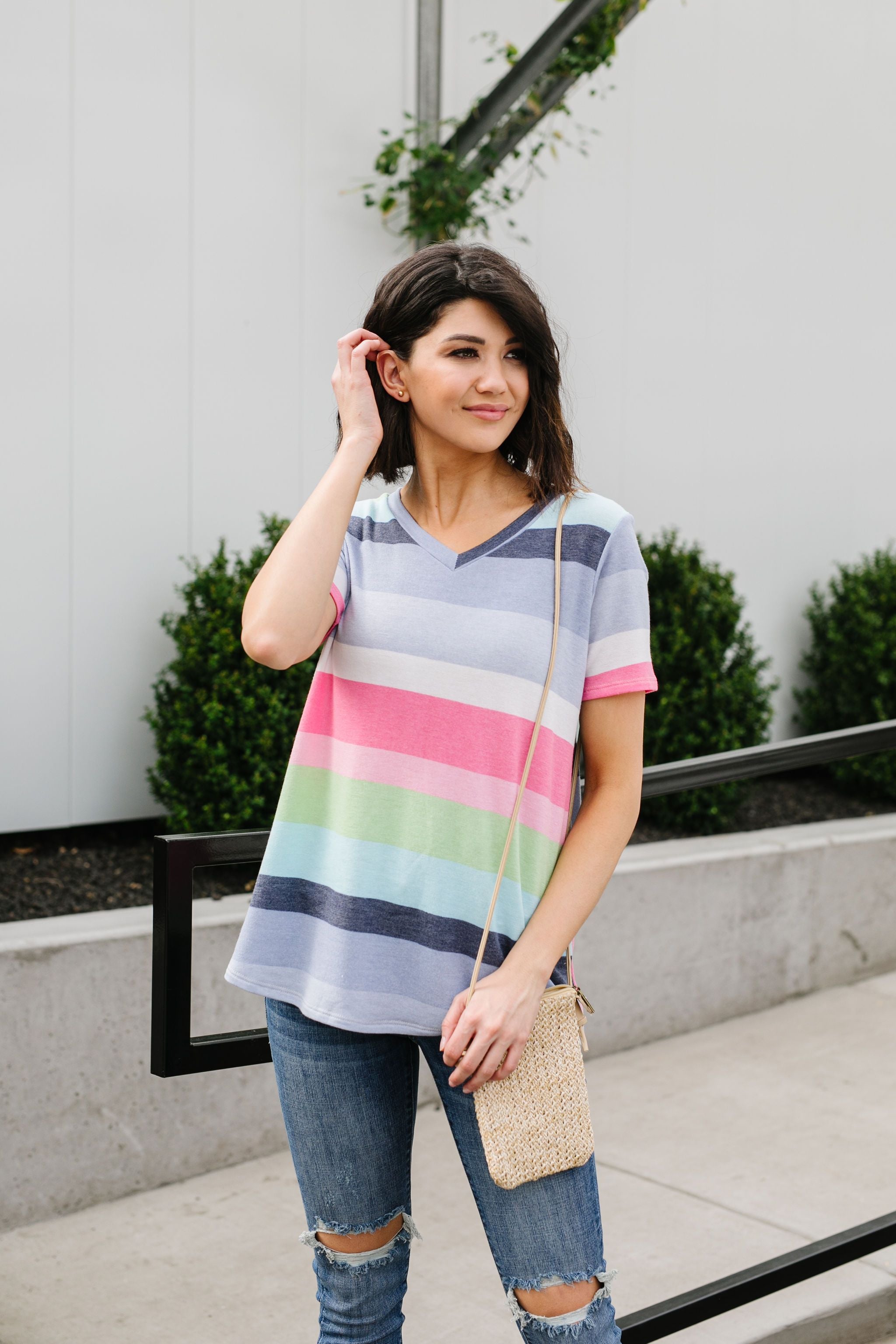 Faded Rainbow V-Neck