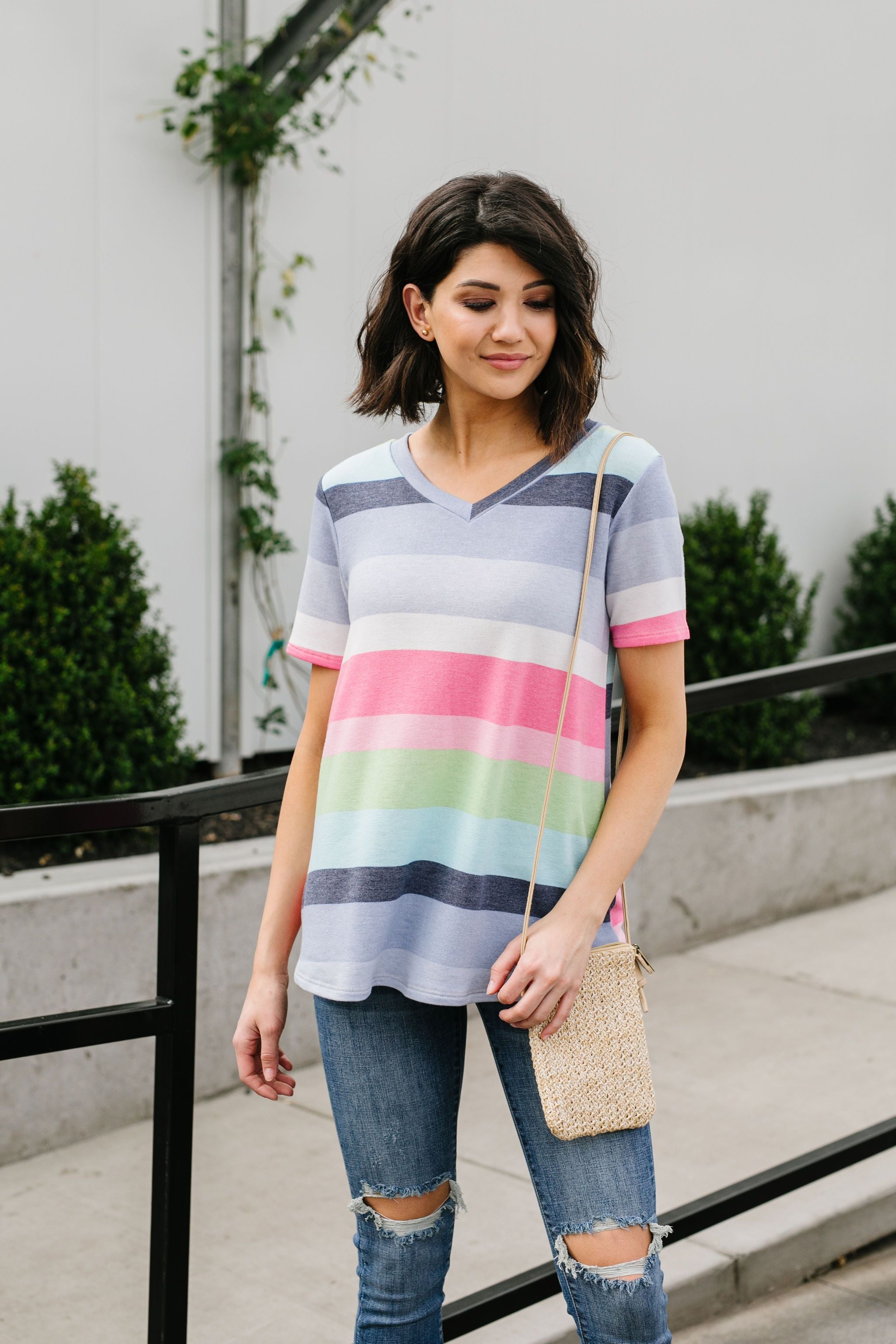 Faded Rainbow V-Neck