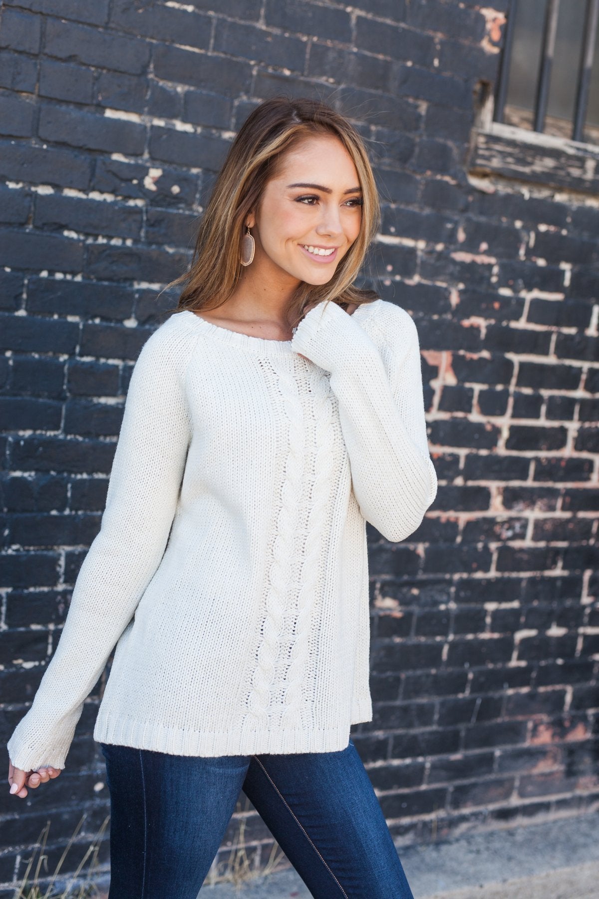 Fall Fantasy Peekaboo Sweater In Vanilla