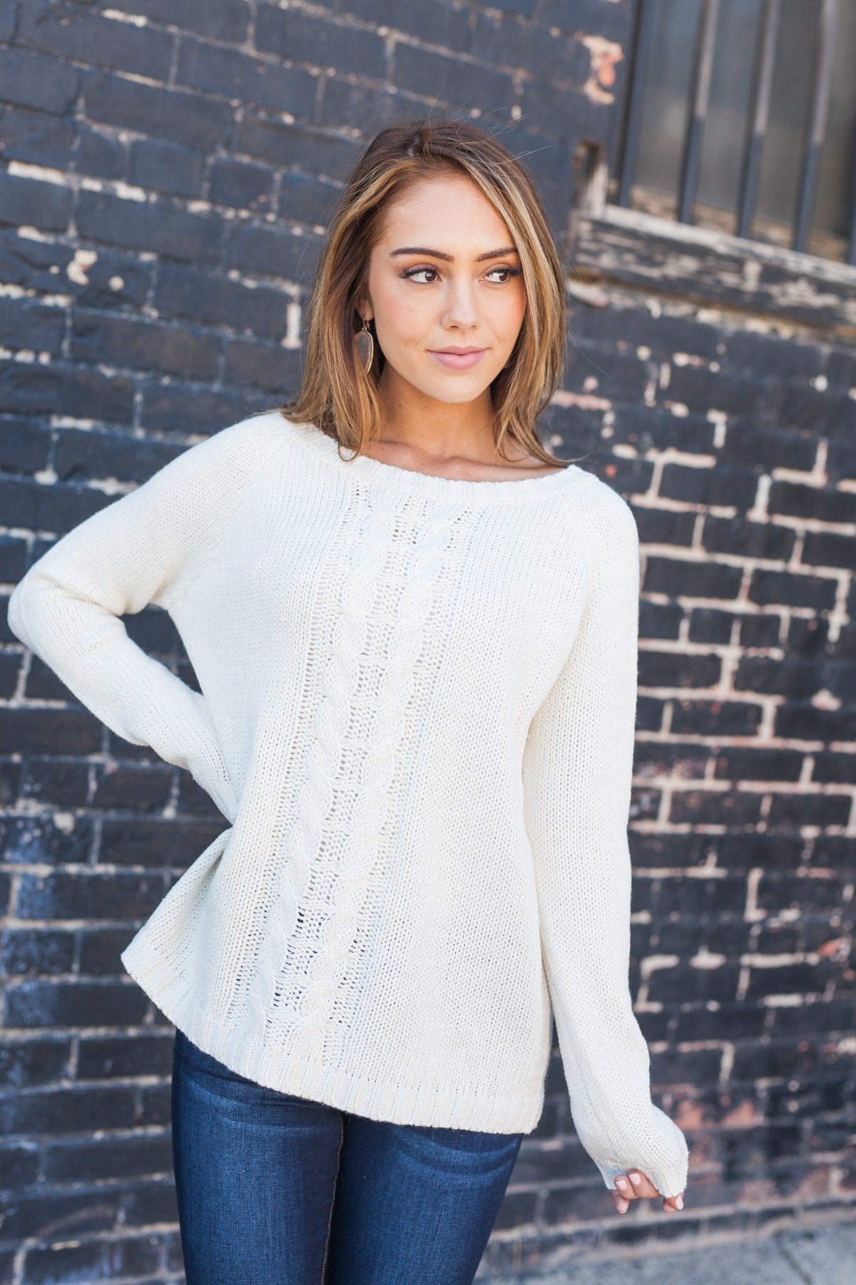 Fall Fantasy Peekaboo Sweater In Vanilla