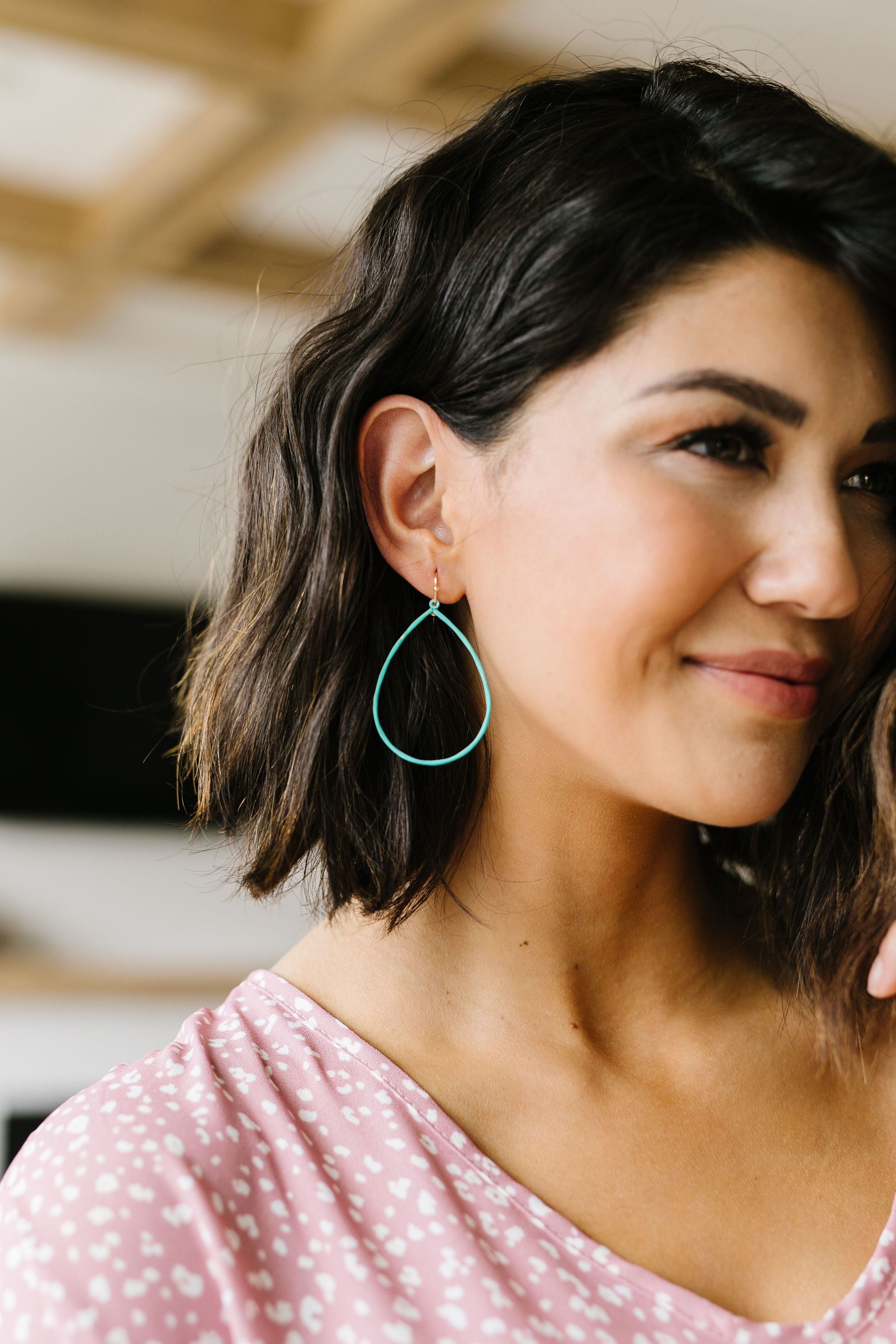 Falling Teardrop Hoops In Mint