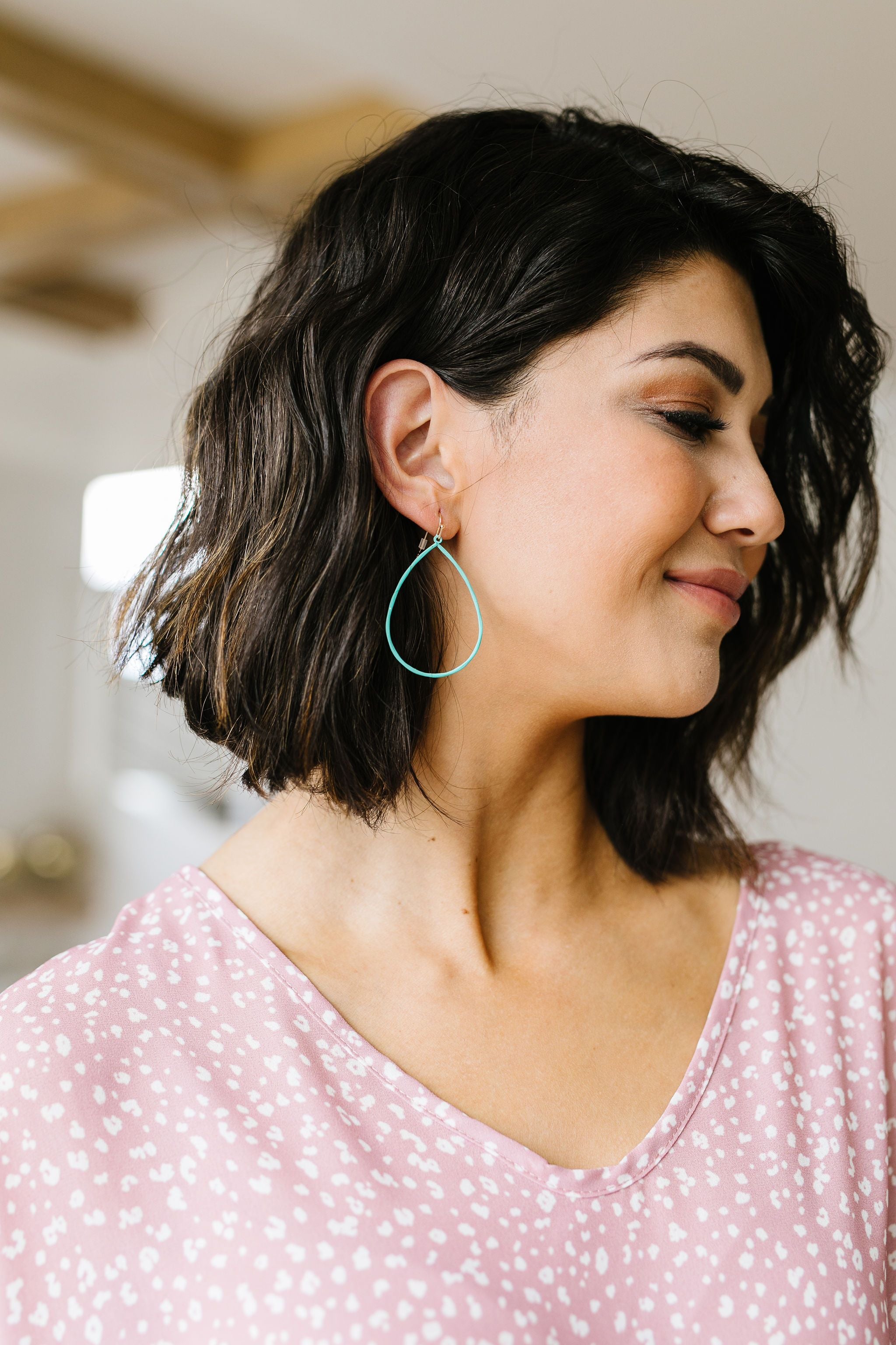 Falling Teardrop Hoops In Mint