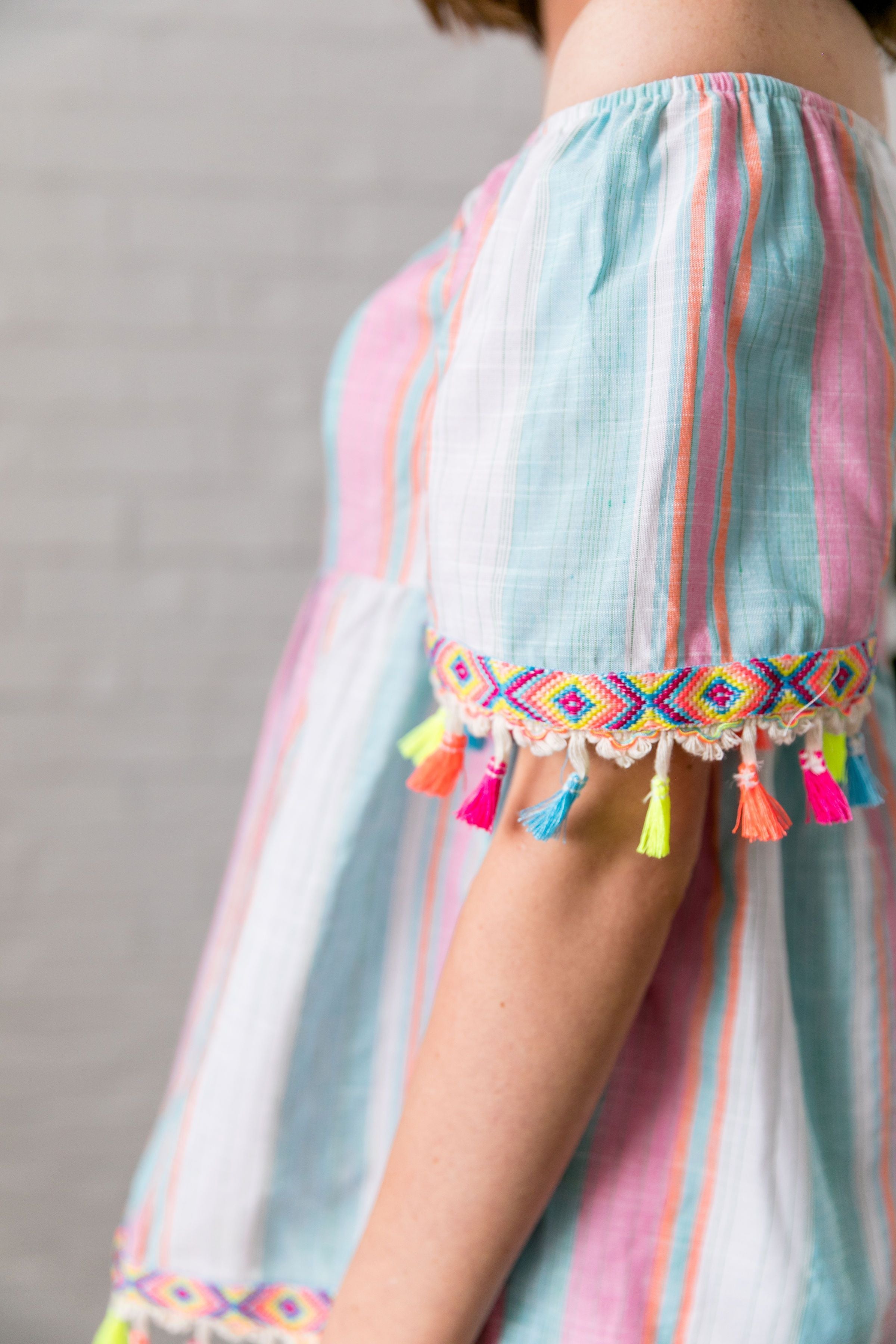 Fiesta Fringed Off The Shoulder Top