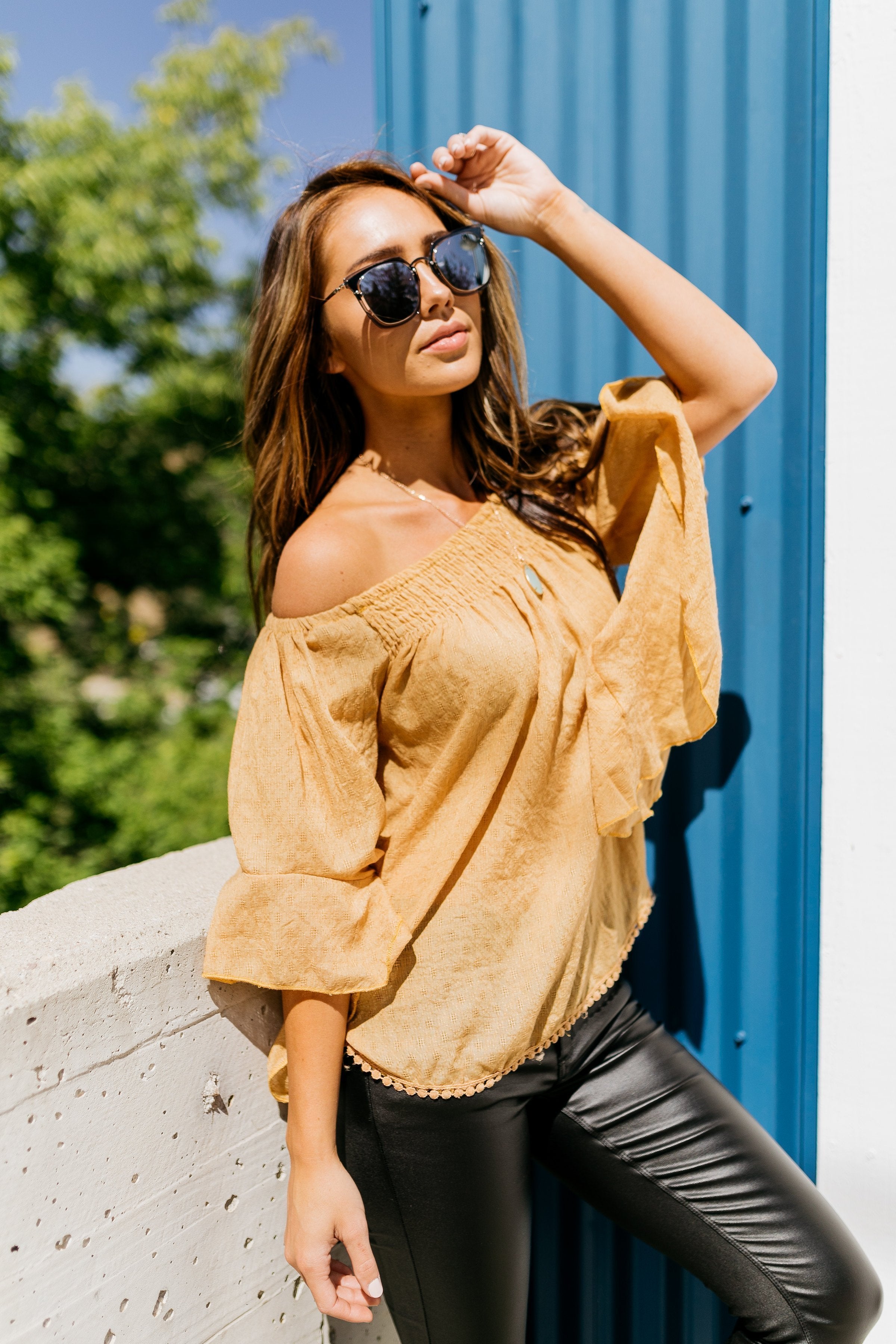 Flirty Flounce Top In Golden Honey