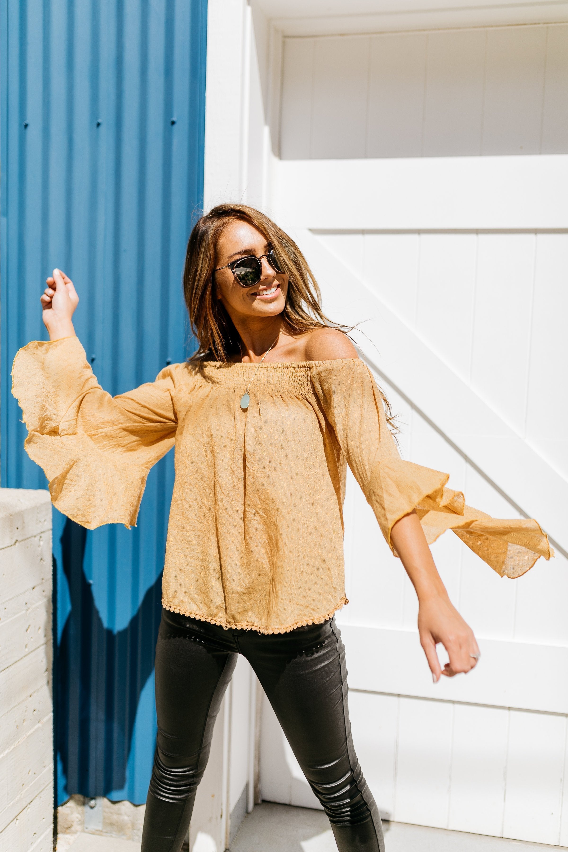 Flirty Flounce Top In Golden Honey