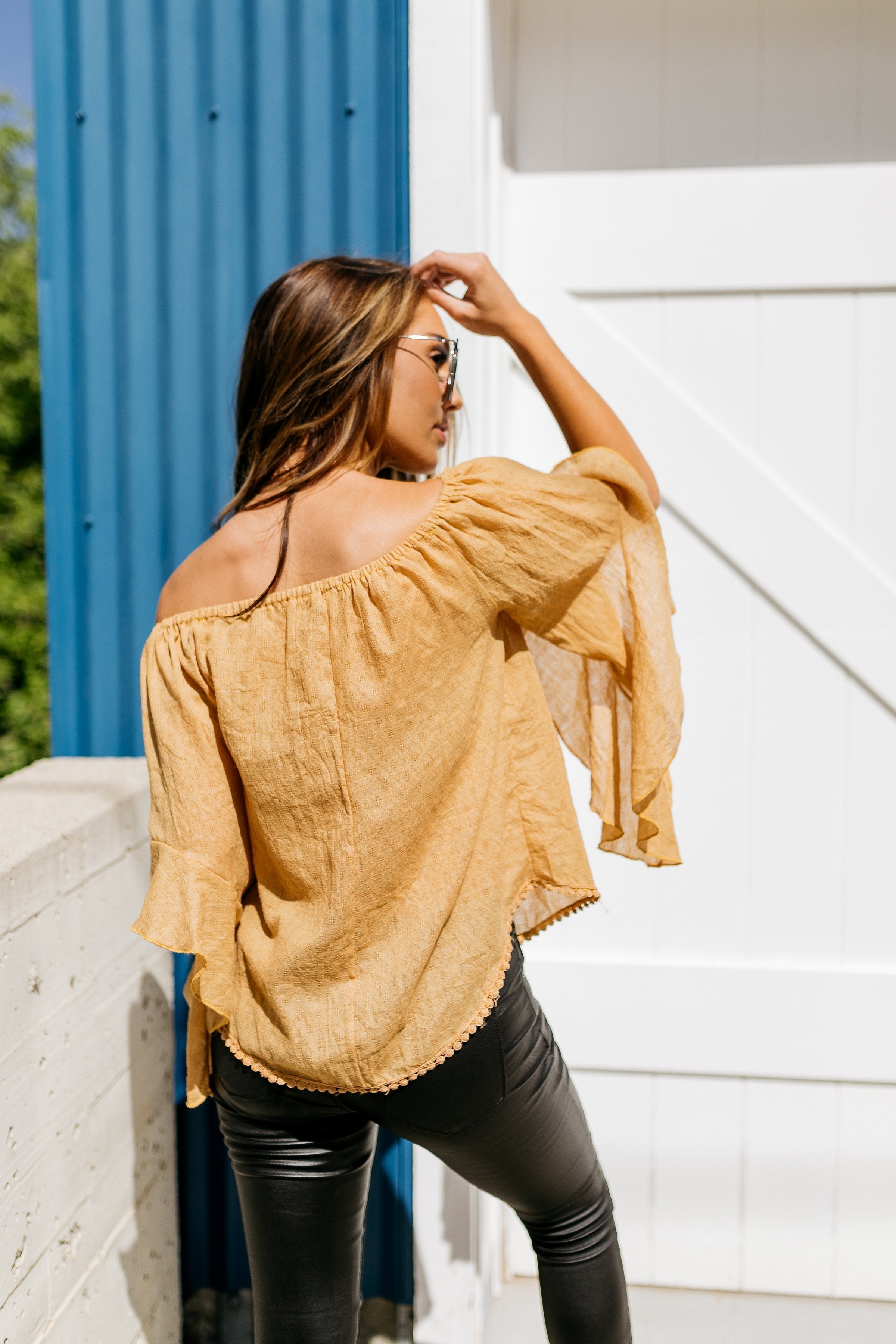 Flirty Flounce Top In Golden Honey