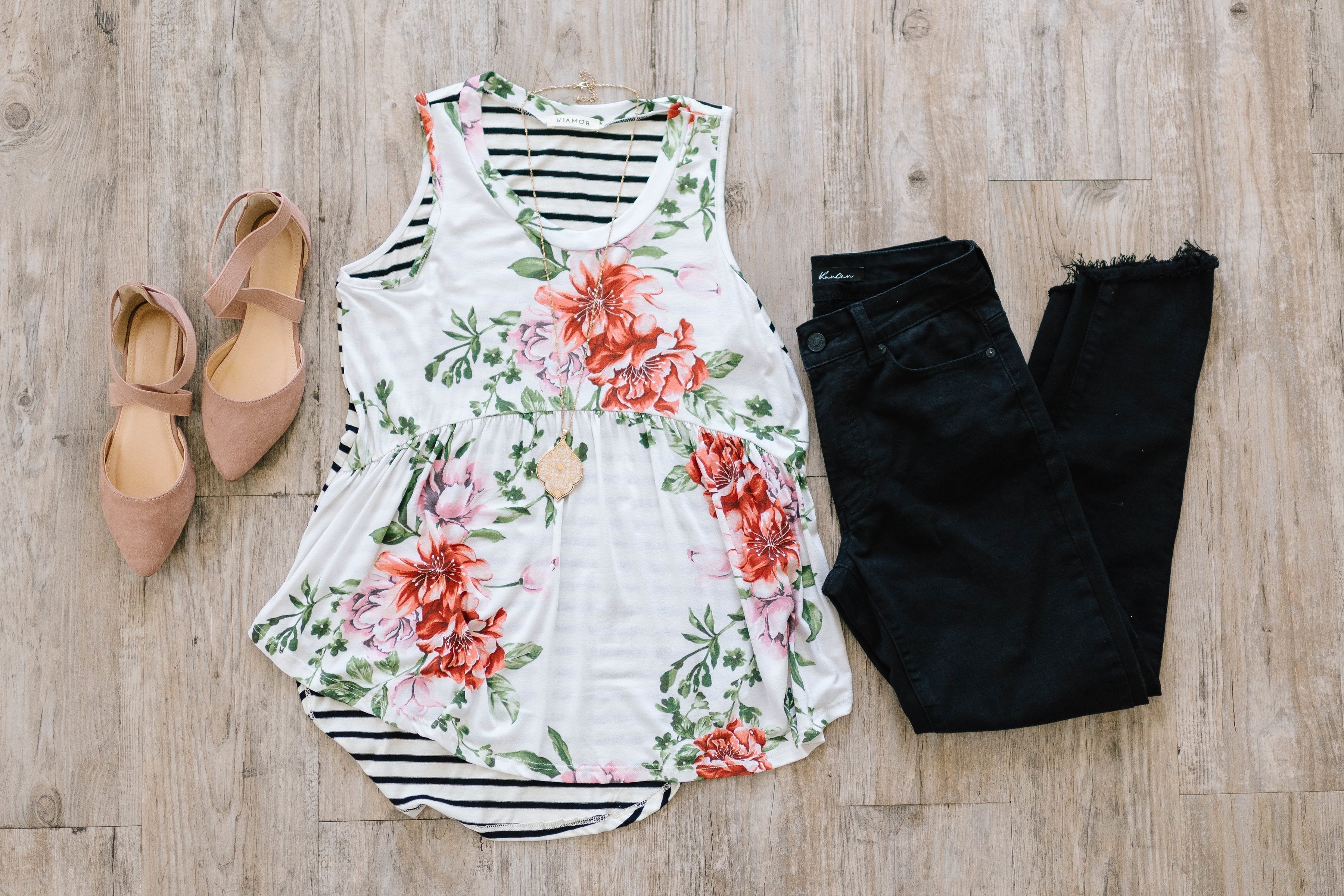 Flowers + Stripes Tank