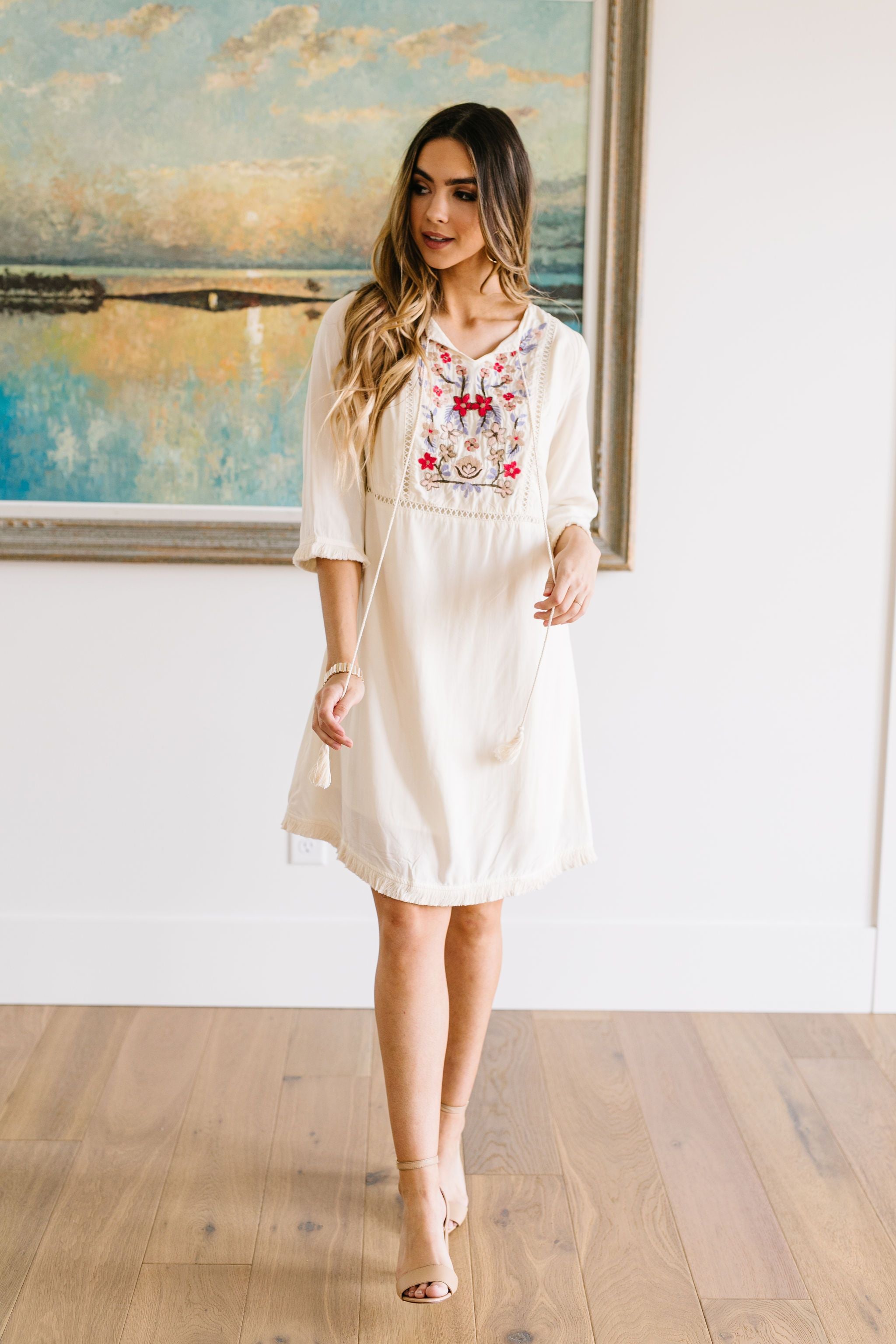 Flowers & Sunshine Embroidered Dress