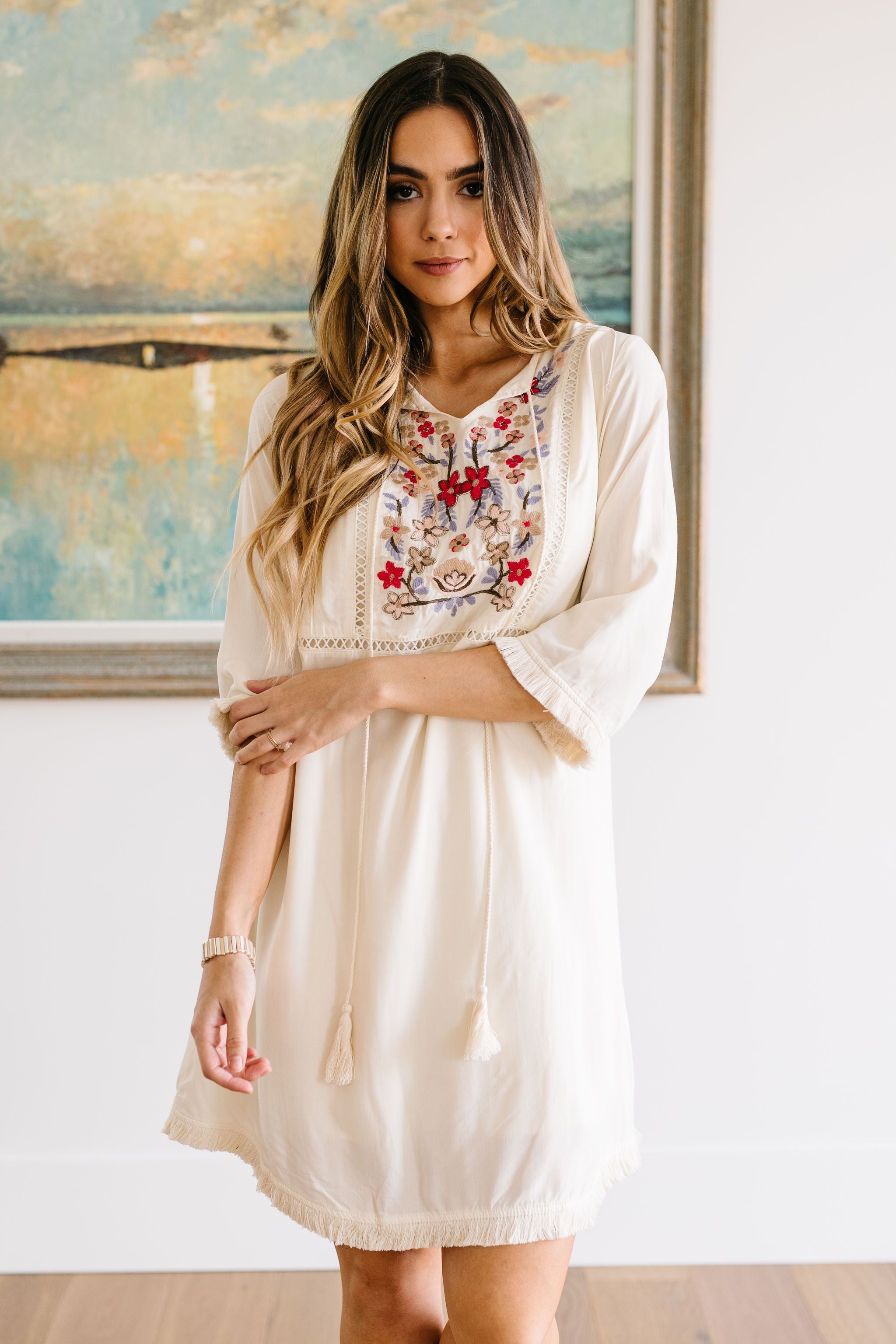 Flowers & Sunshine Embroidered Dress