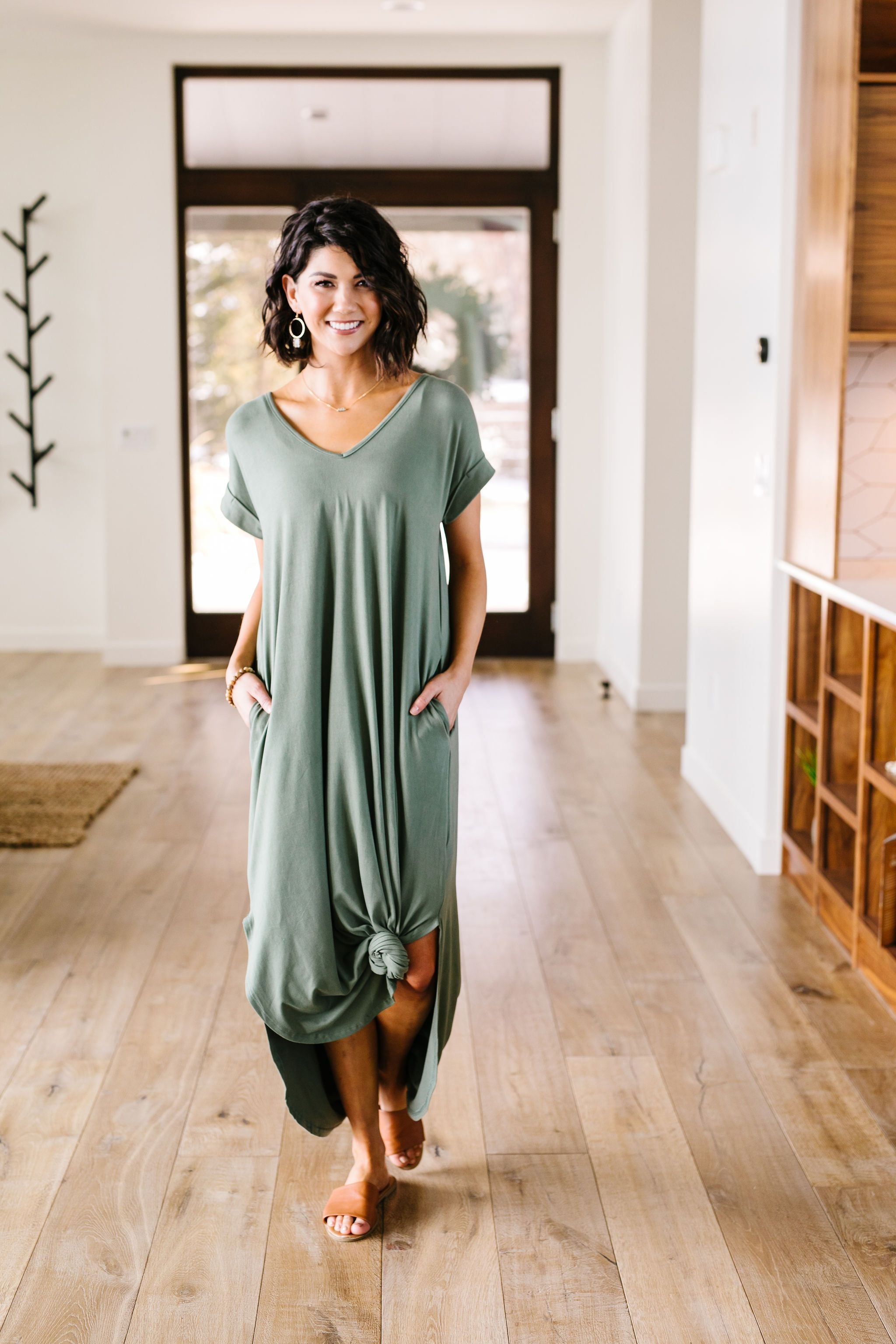 Free And Easy Maxi Dress In Light Olive