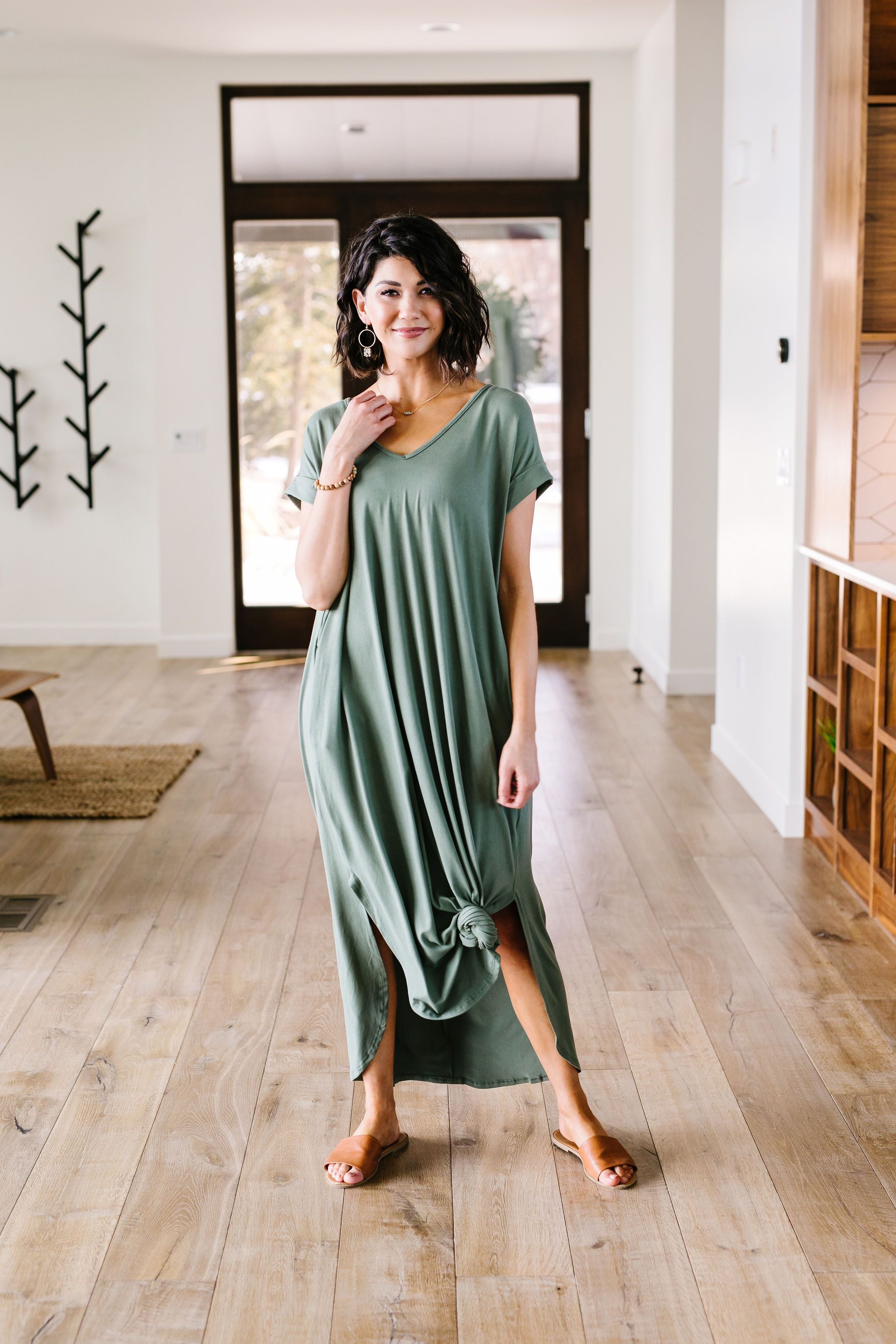 Free And Easy Maxi Dress In Light Olive