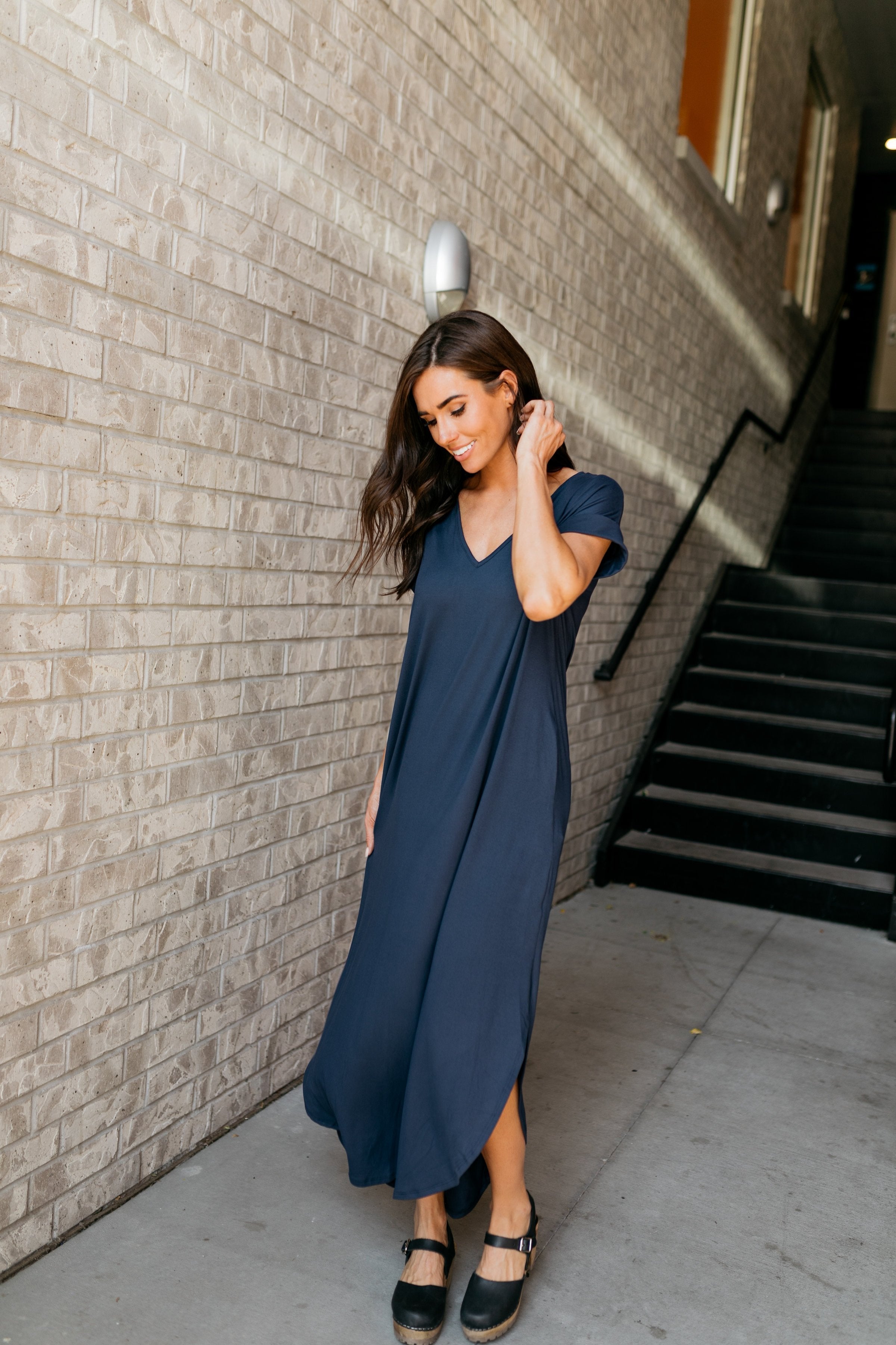 Free And Easy Maxi Dress In Navy - ALL SALES FINAL