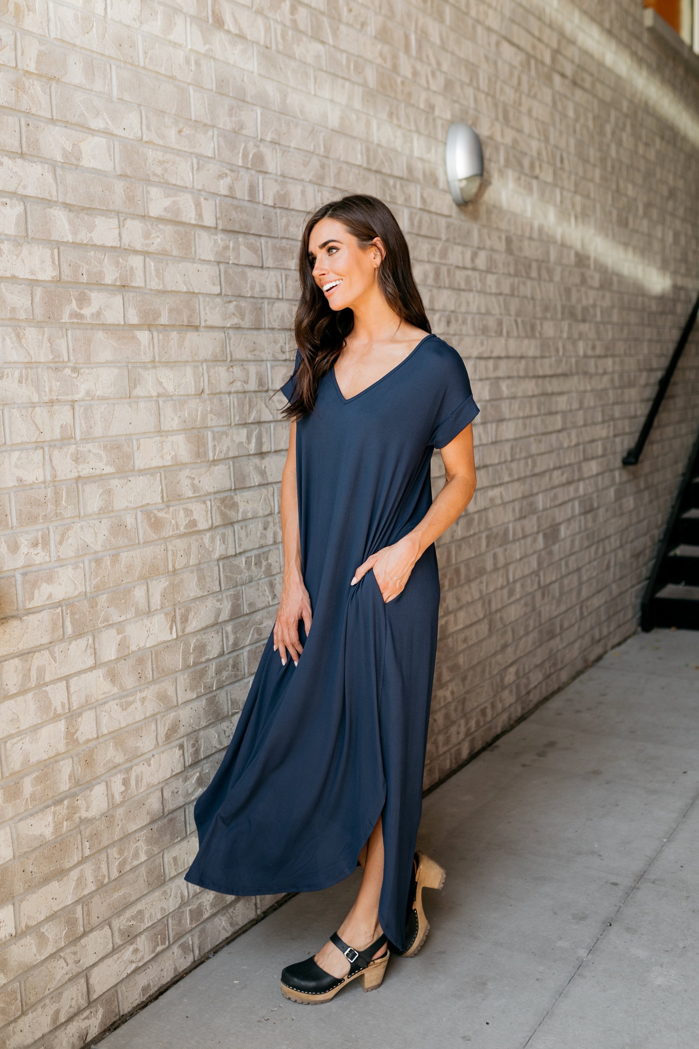 Free And Easy Maxi Dress In Navy - ALL SALES FINAL