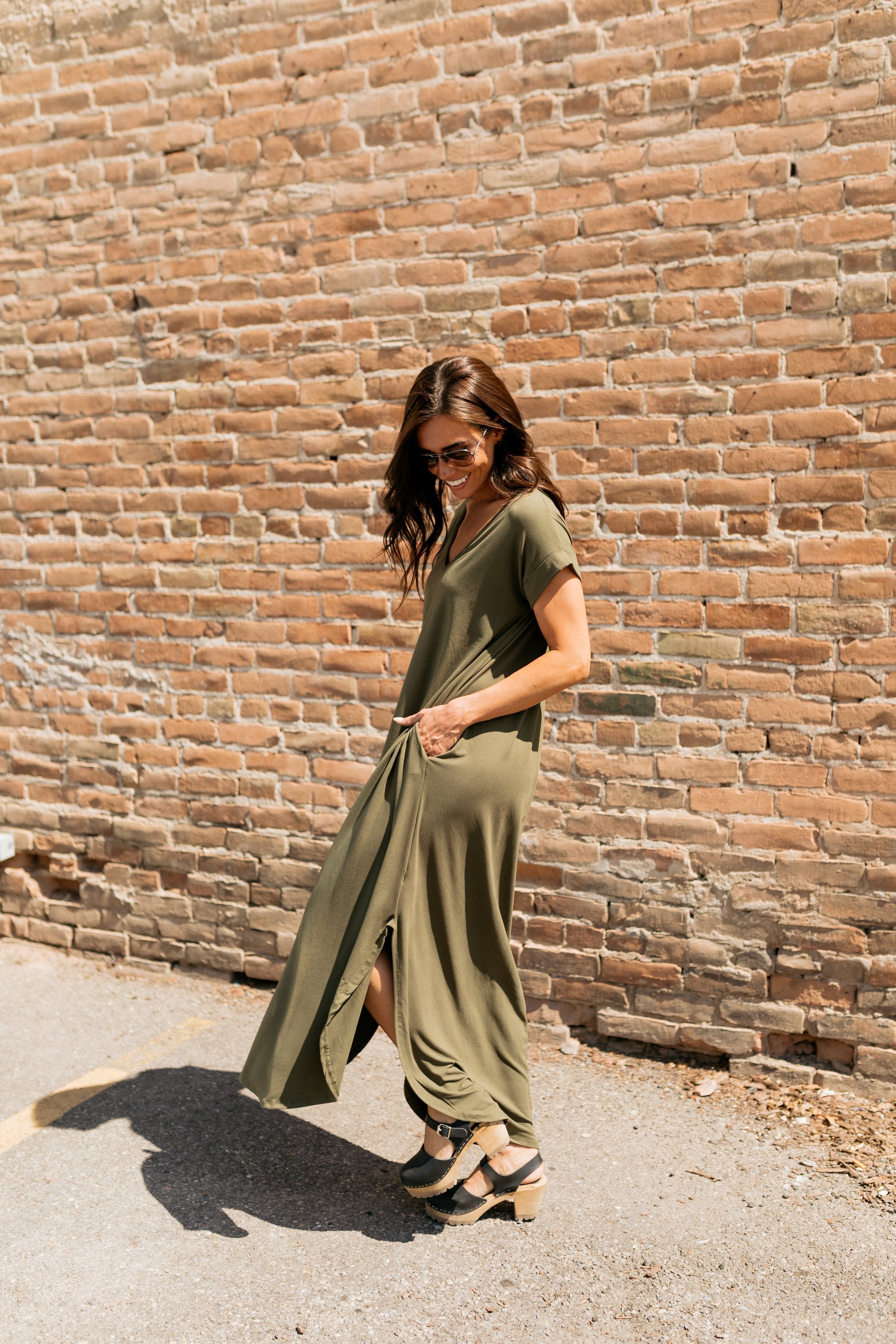 Free And Easy Maxi Dress In Olive - ALL SALES FINAL