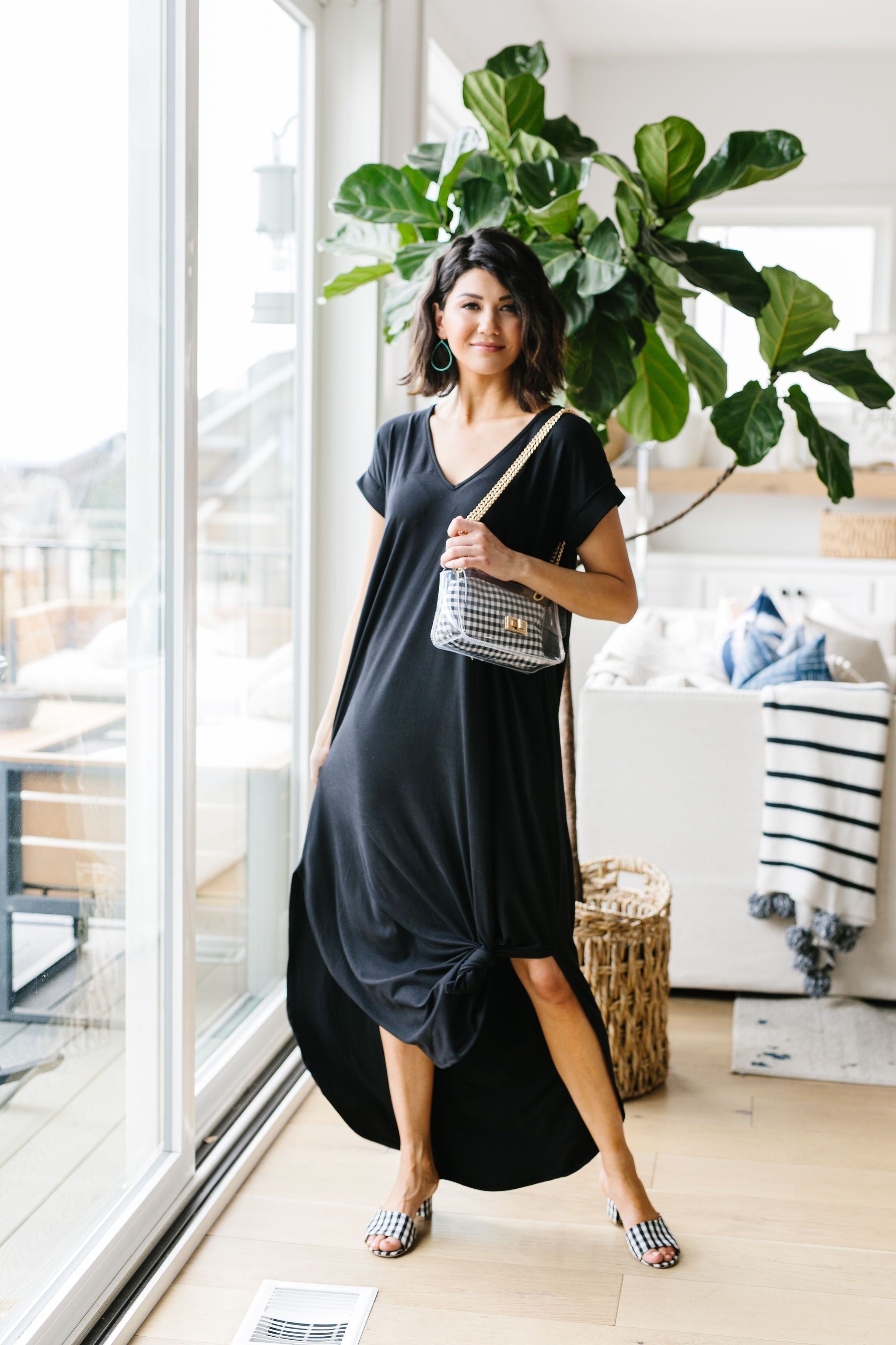 Free And Easy V-Neck Maxi Dress In Black