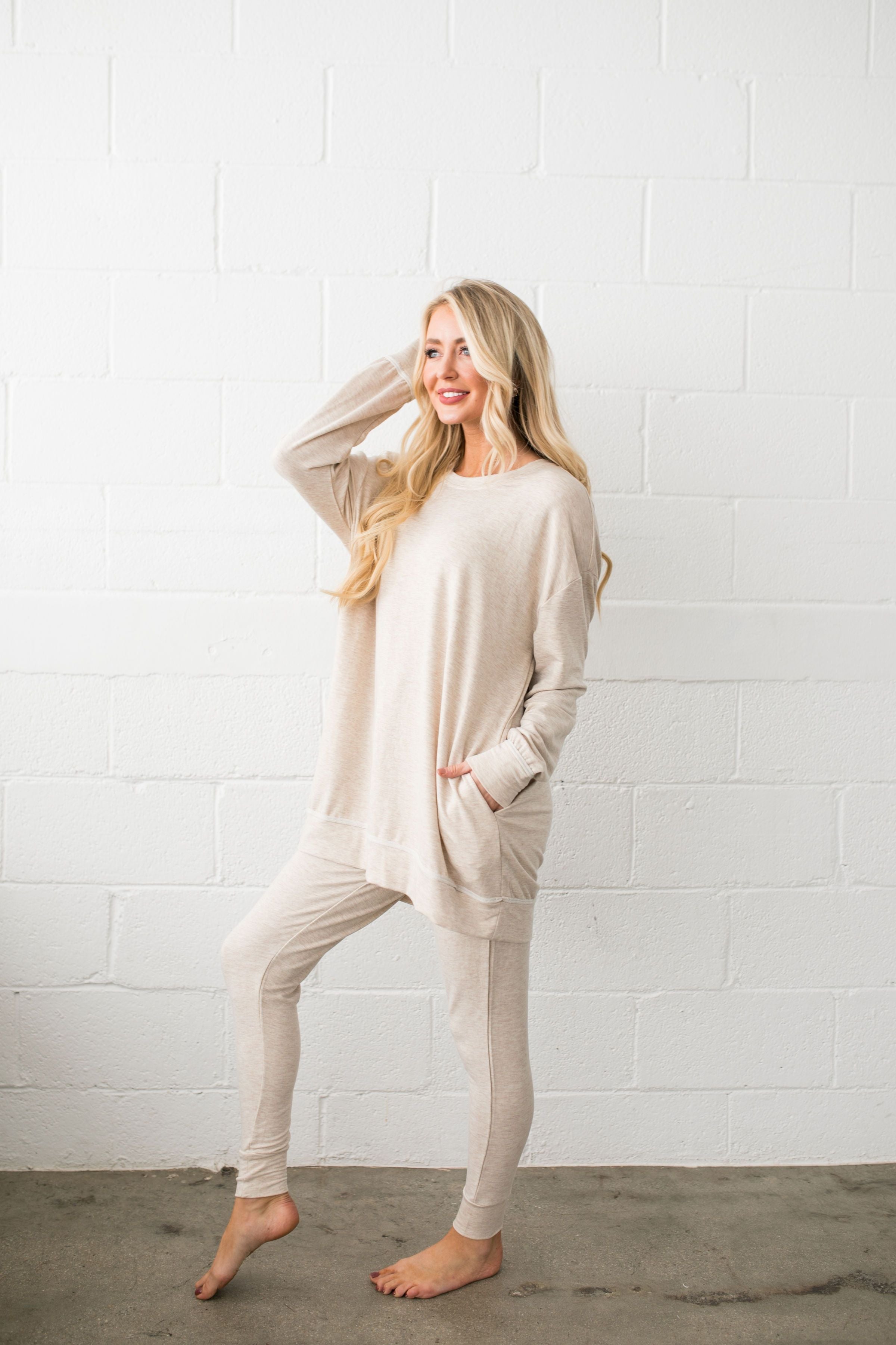 Free Fallin' Joggers In Oatmeal - ALL SALES FINAL