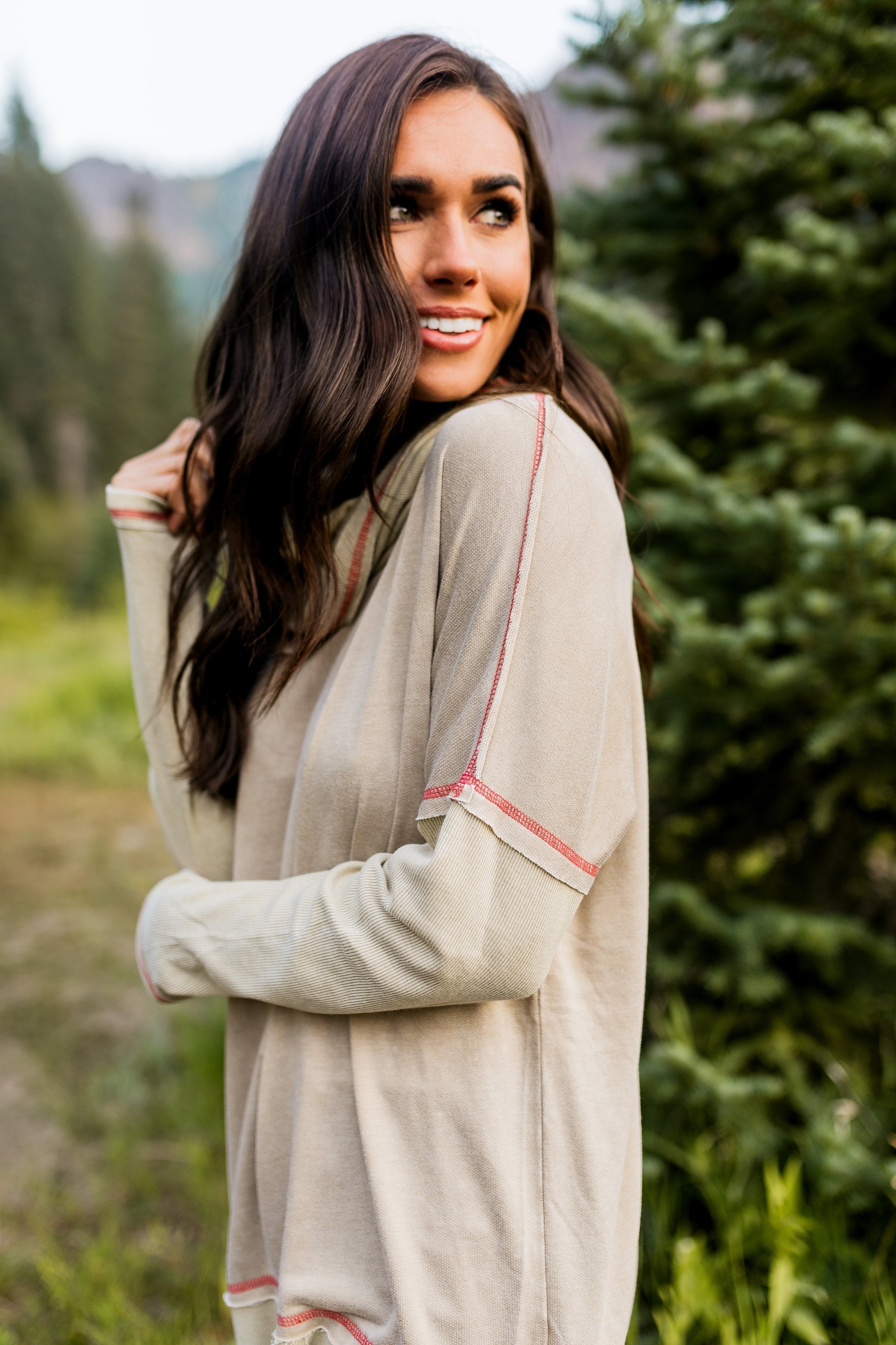 Free Spirit Cowl Neck Top In Camel