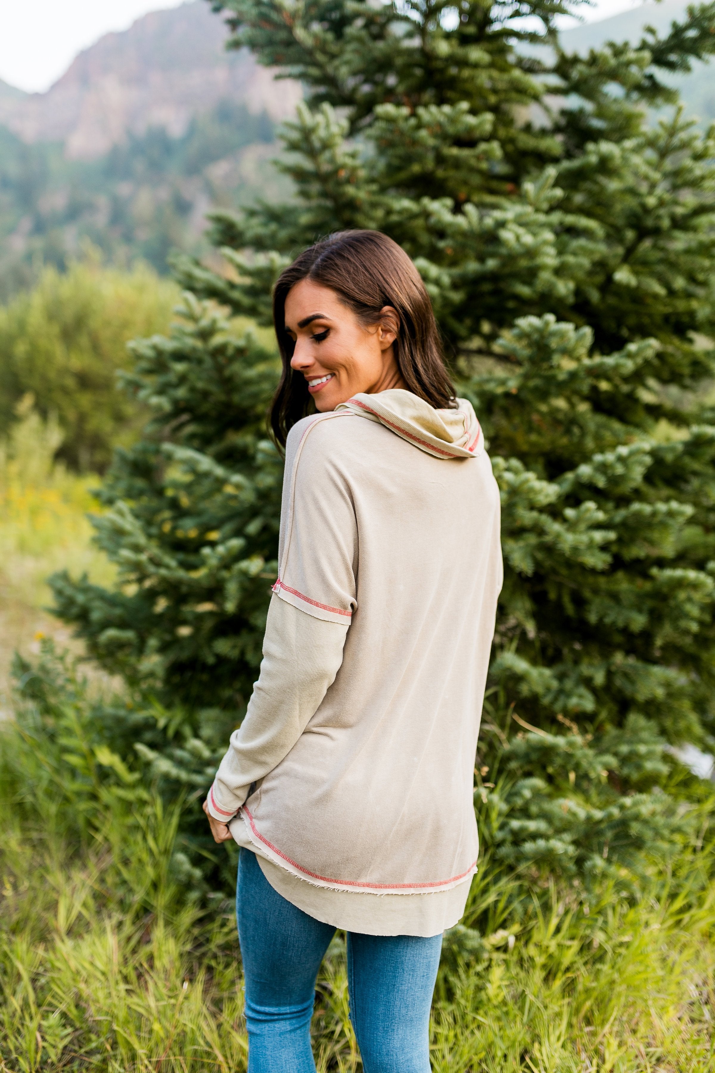 Free Spirit Cowl Neck Top In Camel