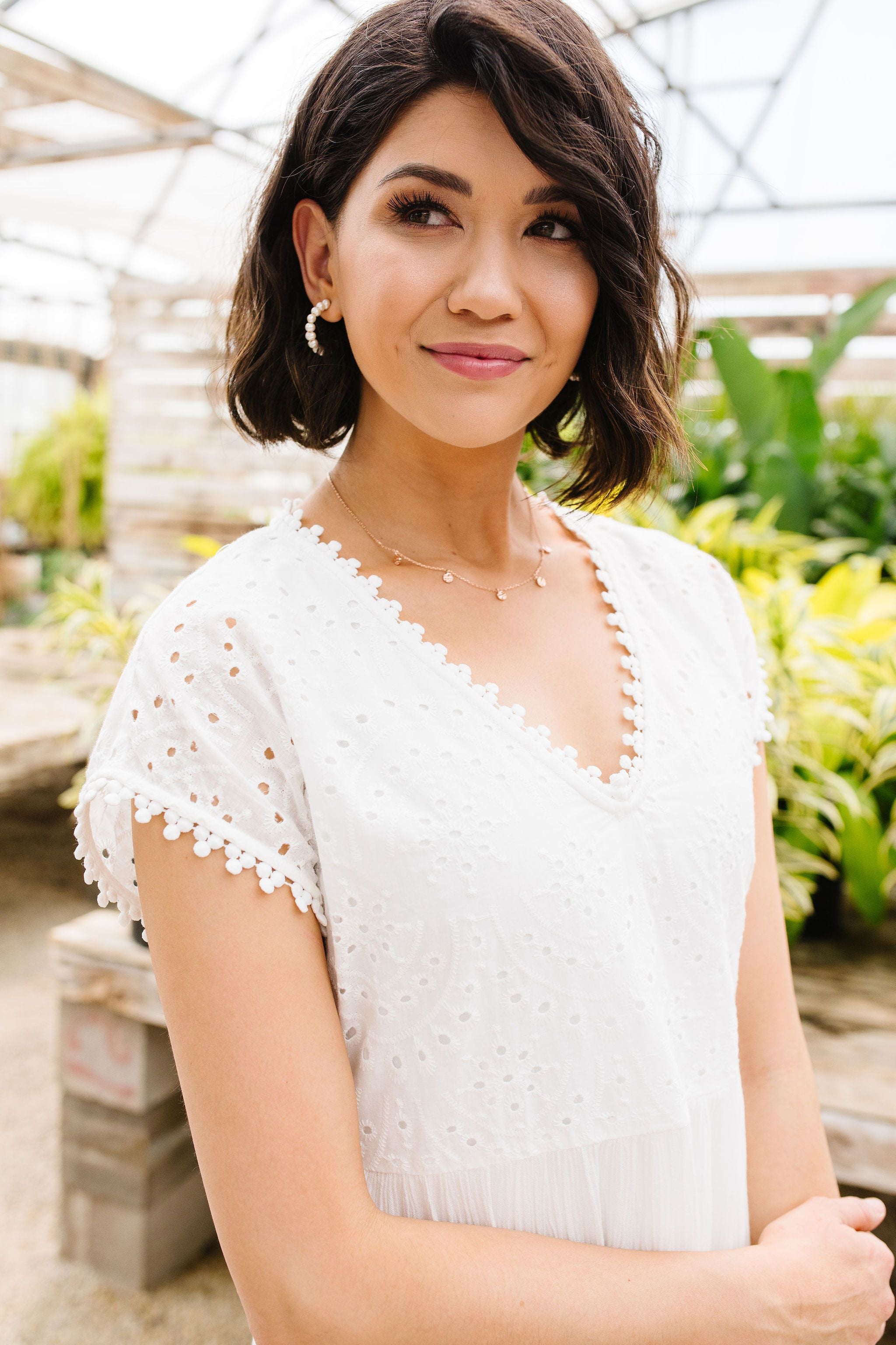 Full Circle Eyelet & Pom Pom Dress