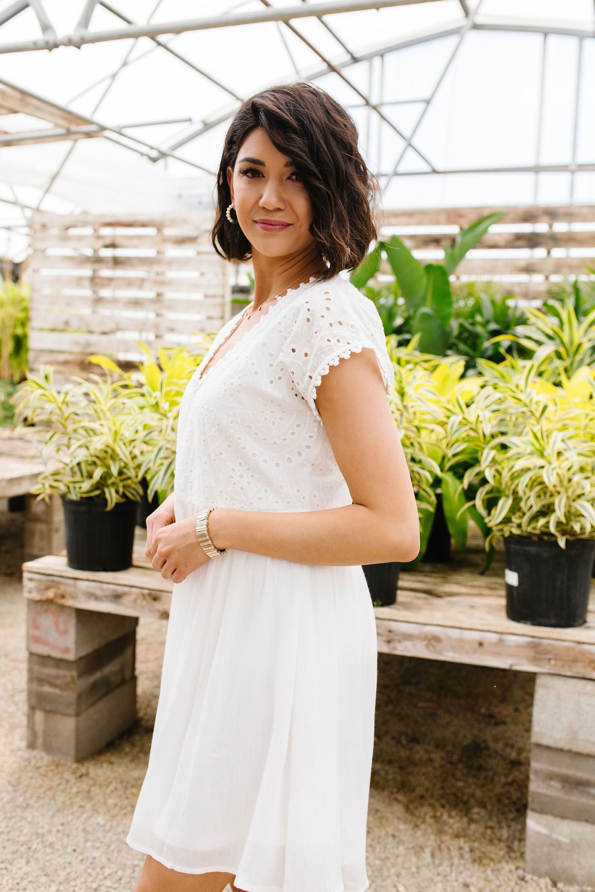 Full Circle Eyelet & Pom Pom Dress