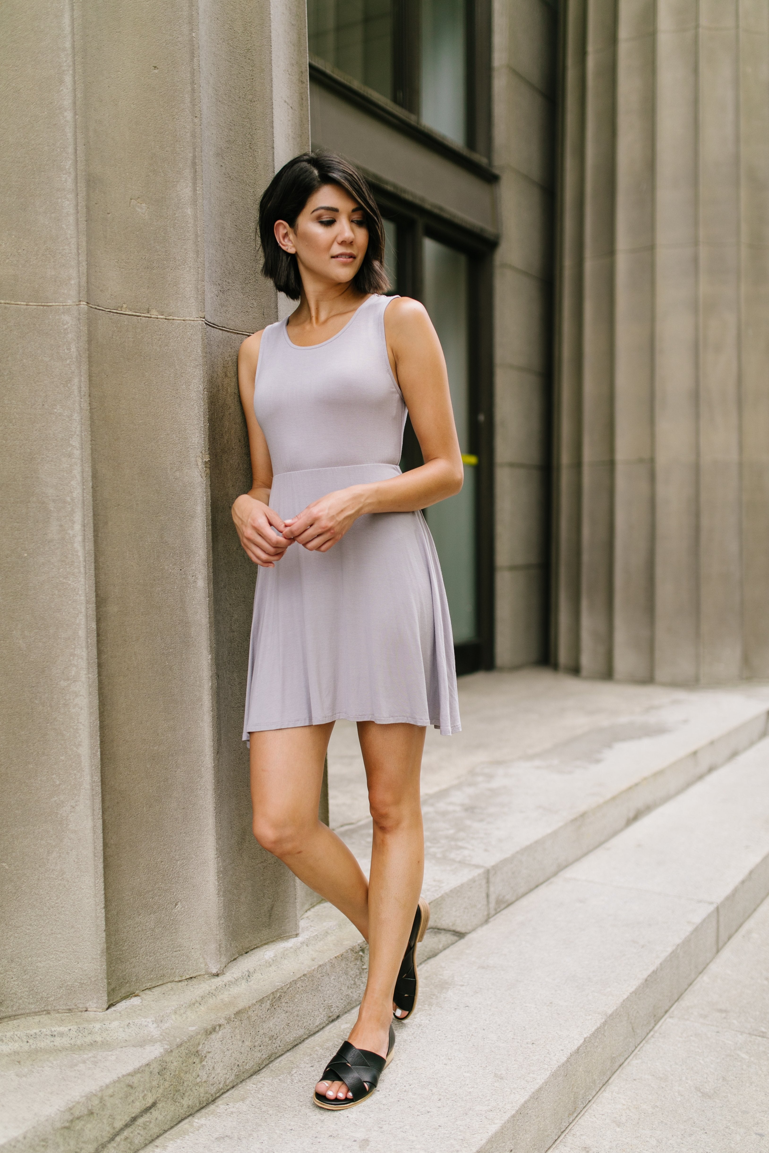 Fun + Flirty Dress In Light Gray