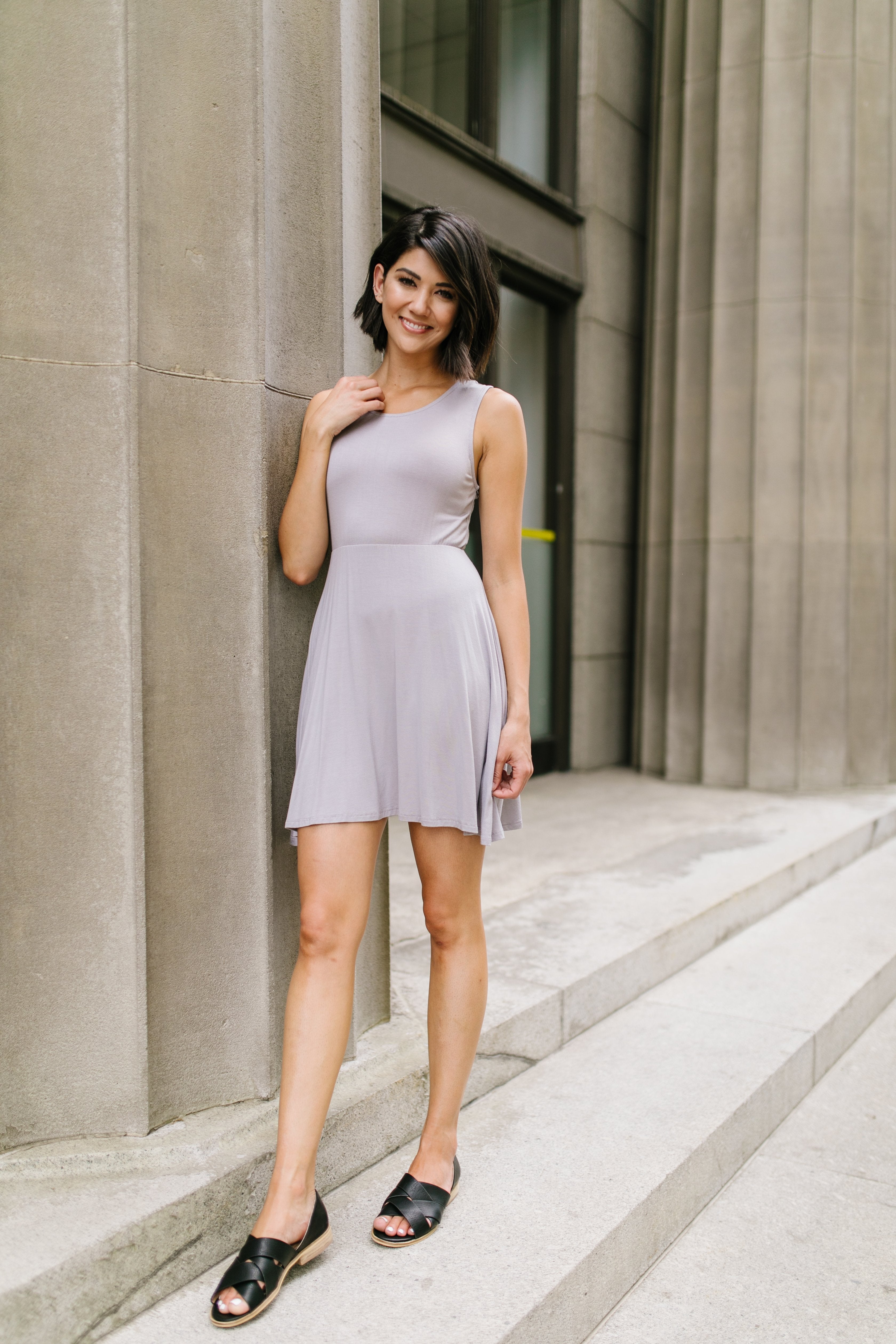 Fun + Flirty Dress In Light Gray