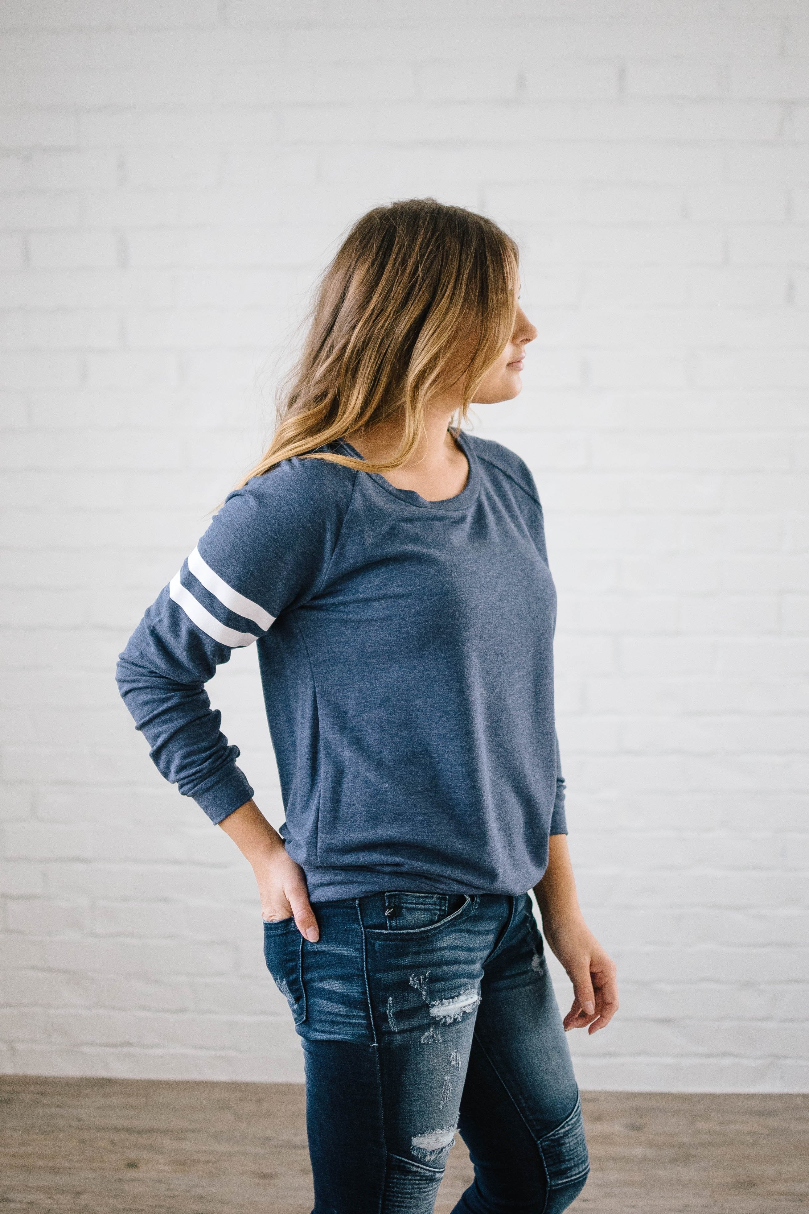 Game Day Long Sleeve Tee in Blue