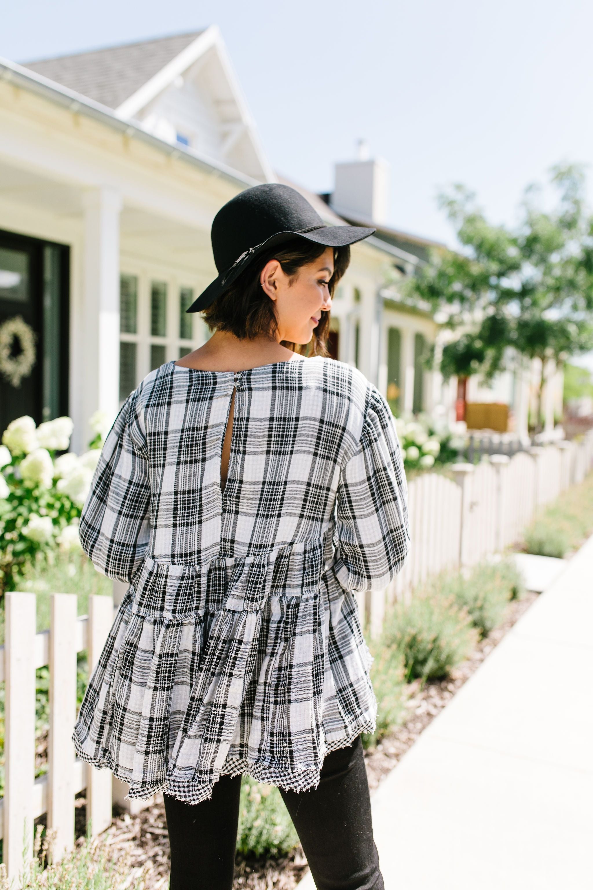 Gingham + Plaid Babydoll Blouse