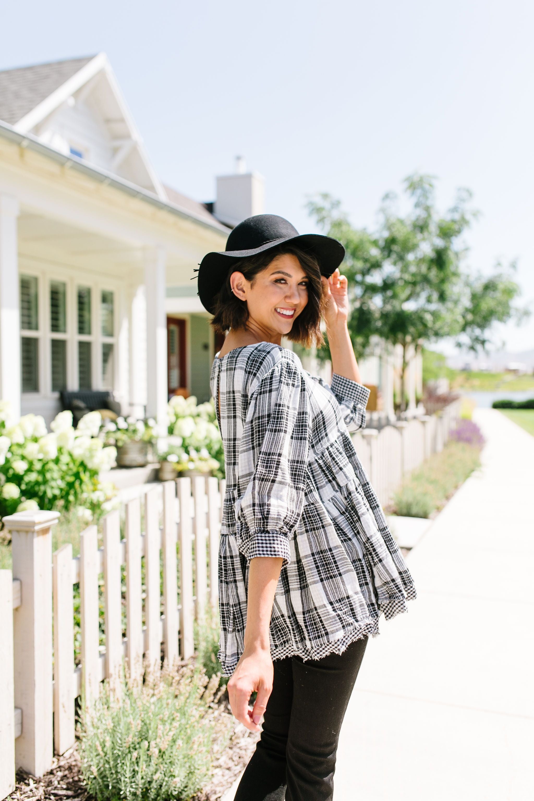 Gingham + Plaid Babydoll Blouse