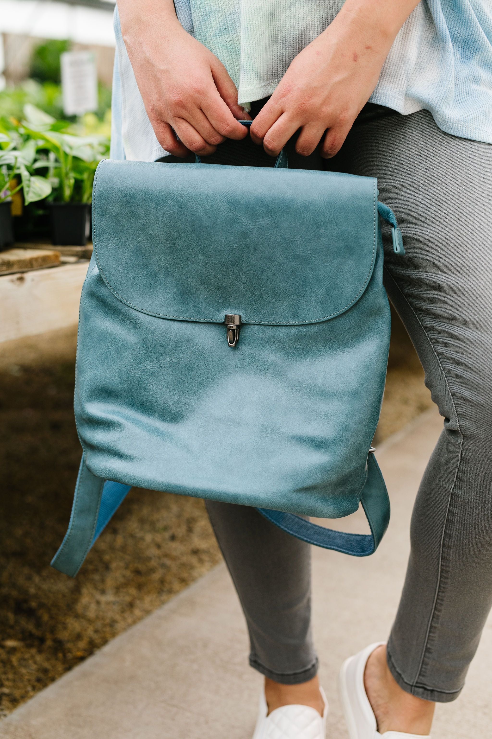 Girl On The Go Backpack In Faded Denim