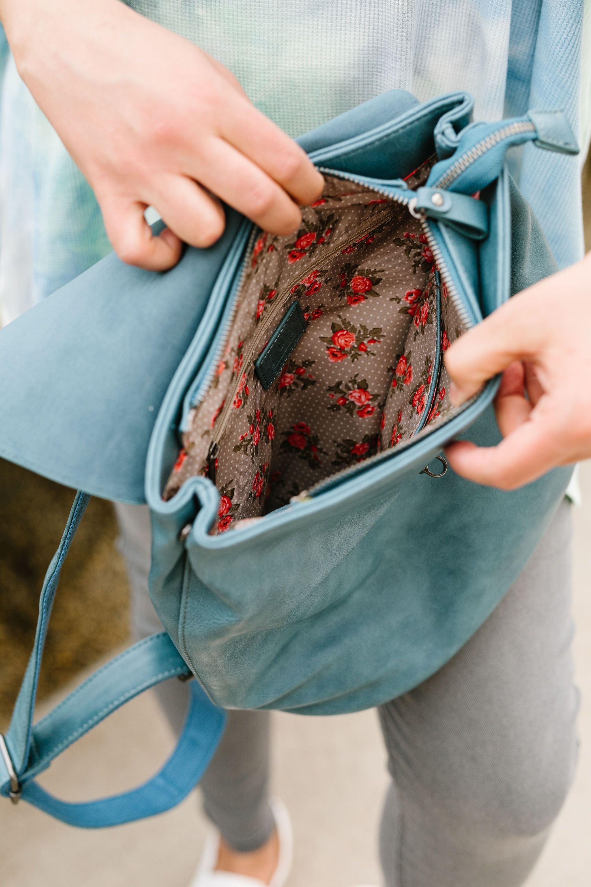 Girl On The Go Backpack In Faded Denim