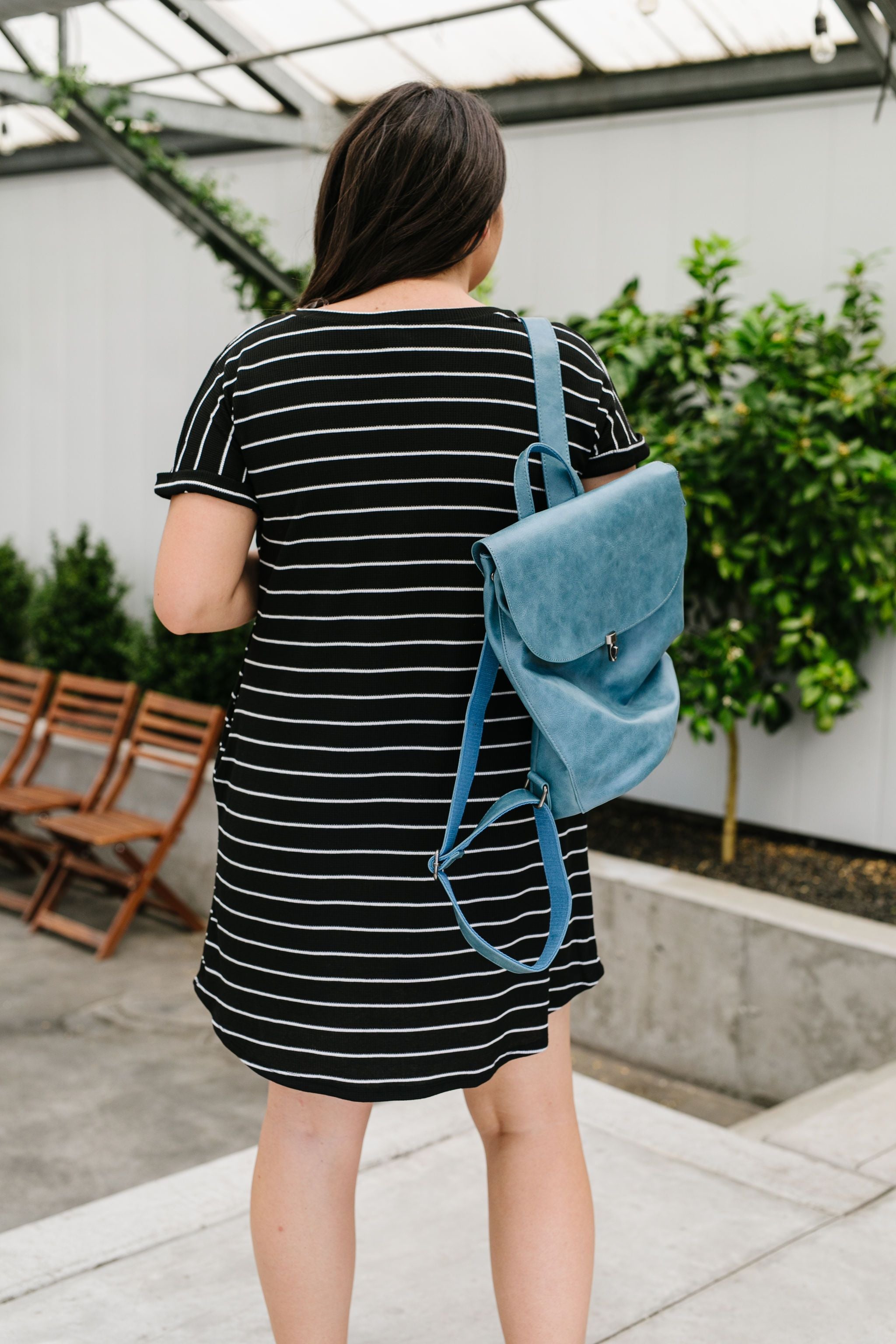 Girl On The Go Backpack In Faded Denim