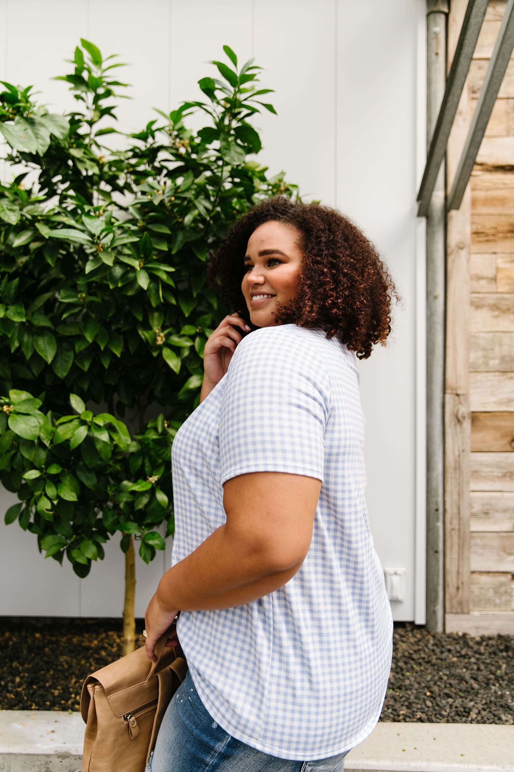 Good Girl Gingham V-neck In Baby Blue