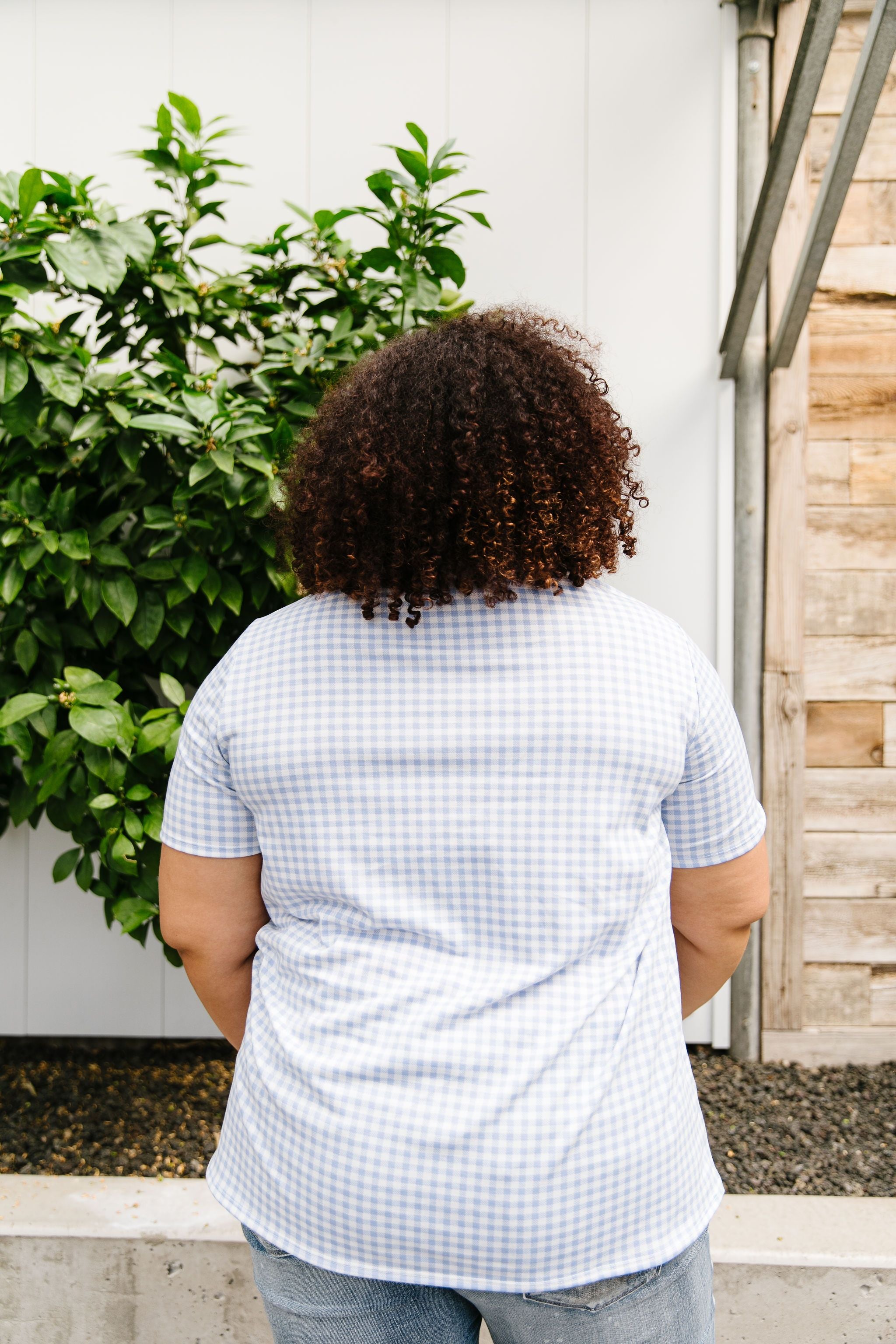 Good Girl Gingham V-neck In Baby Blue