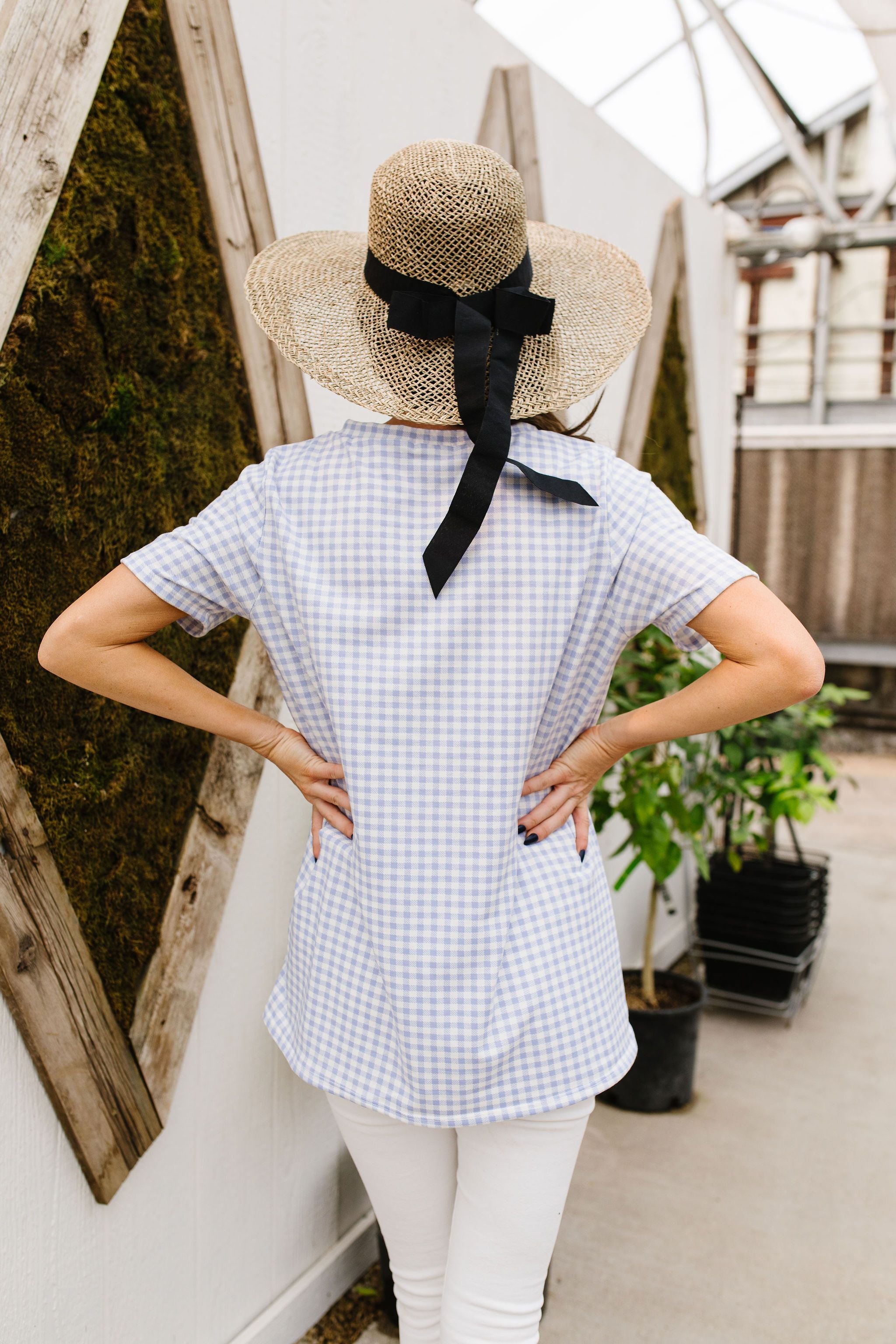 Good Girl Gingham V-neck In Baby Blue