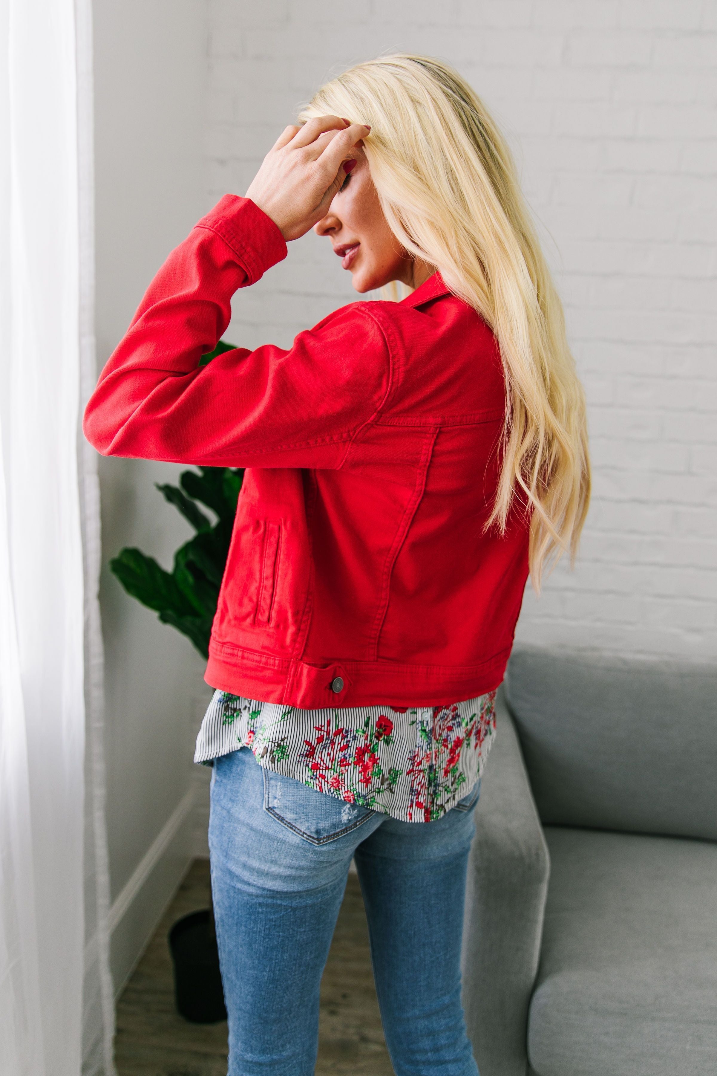 Happy Day Red Denim Jacket