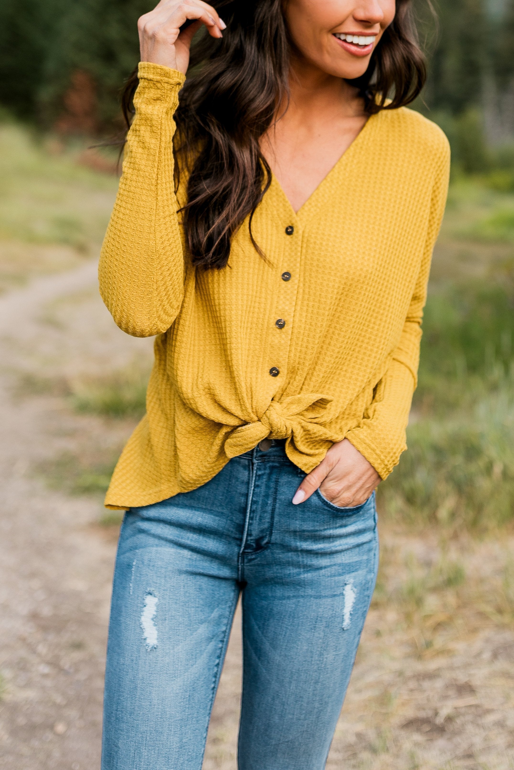 Harvest Gold Buttondown In Mustard