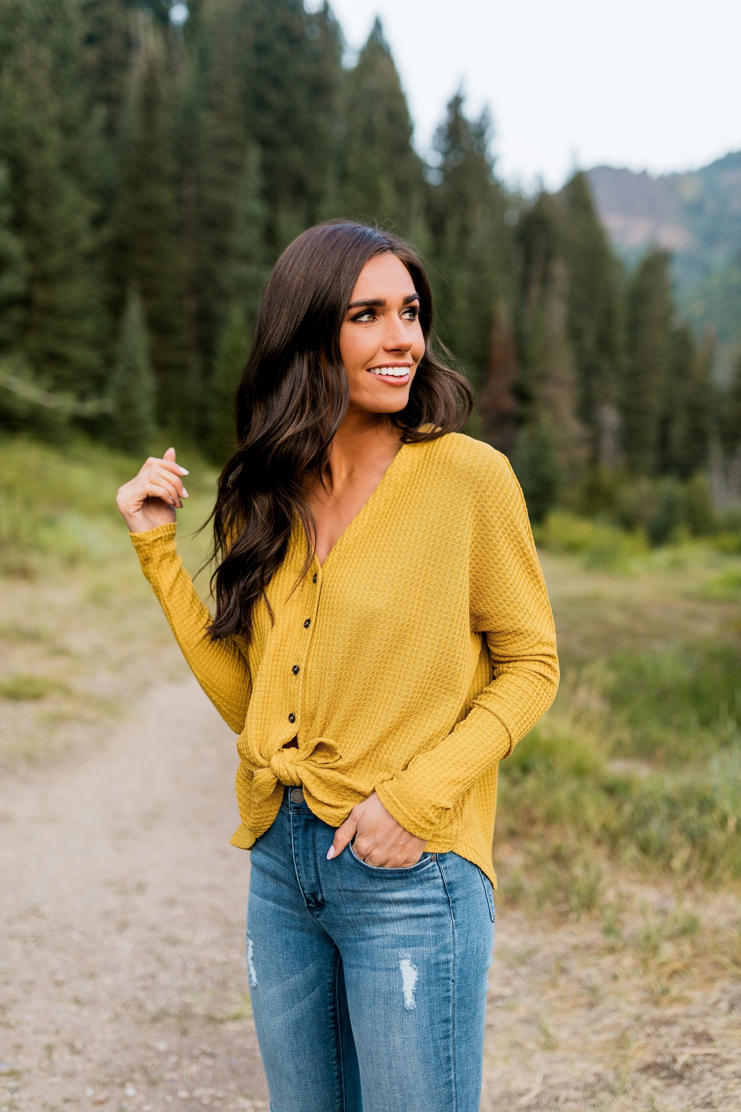 Harvest Gold Buttondown In Mustard